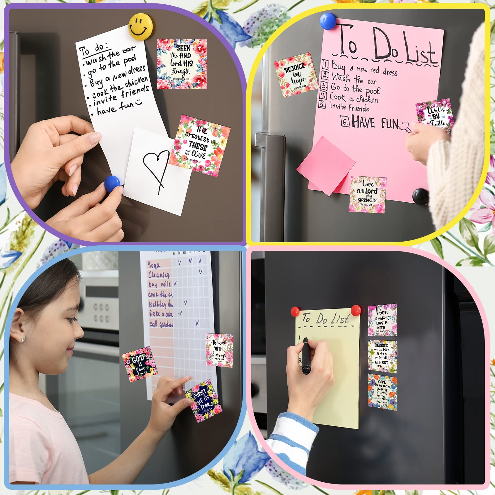 30 Pieces Inspirational Christian Magnets Bible Verses Refrigerator Magnets Floral Religious Motivational Fridge Magnet With Ful