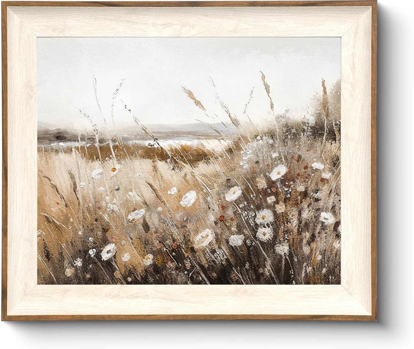 ASTRDECOR Framed Vintage Wall Art Home Decor, Farmhouse Decor Wall Art Autumn Country Wildflower Field Nature Canvas Art Wall De