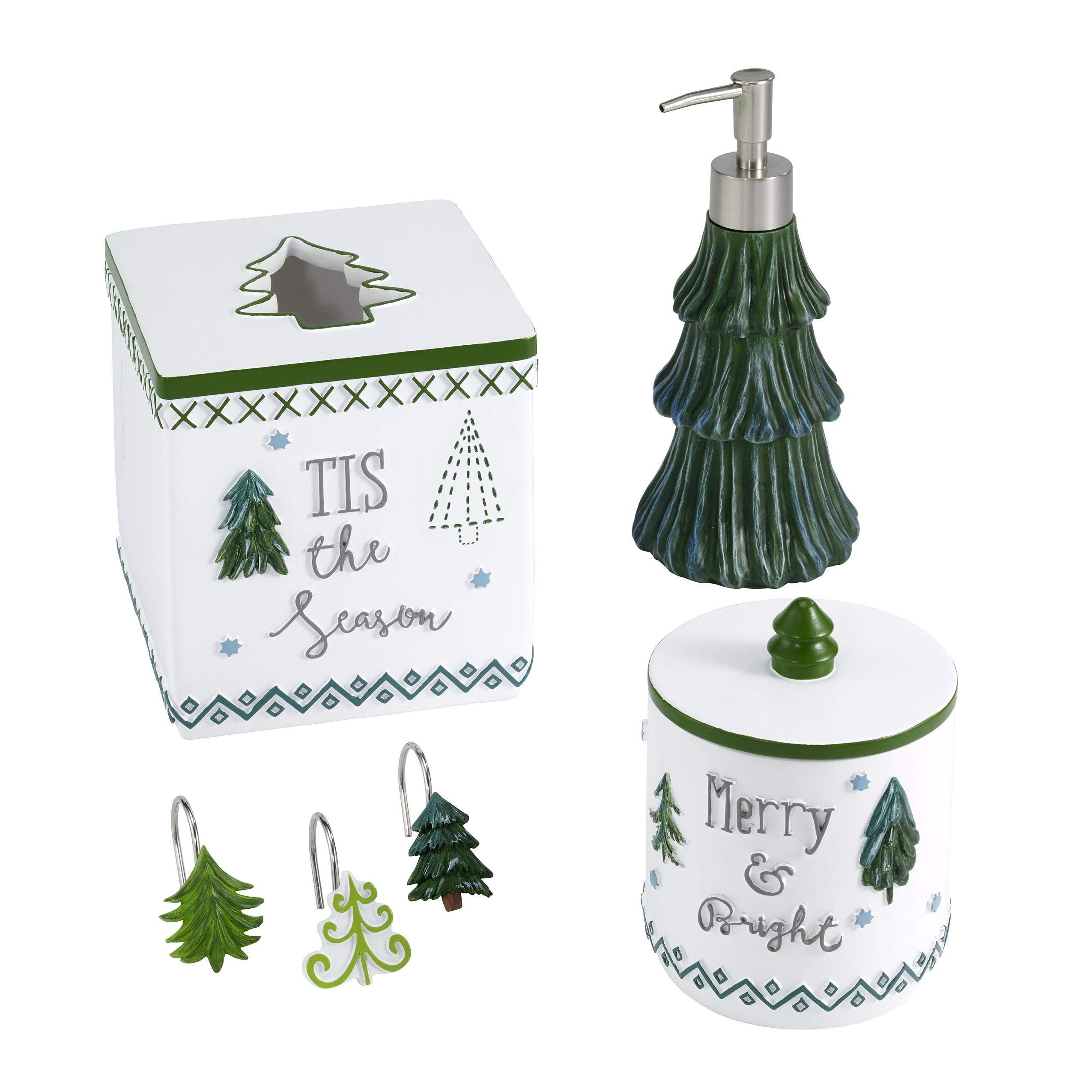 Avanti Linens - Fingertip Towels, Soft & Absorbent Cotton Velour, Holiday Bathroom Decor, Set Of 2 (Christmas Trees Collection)