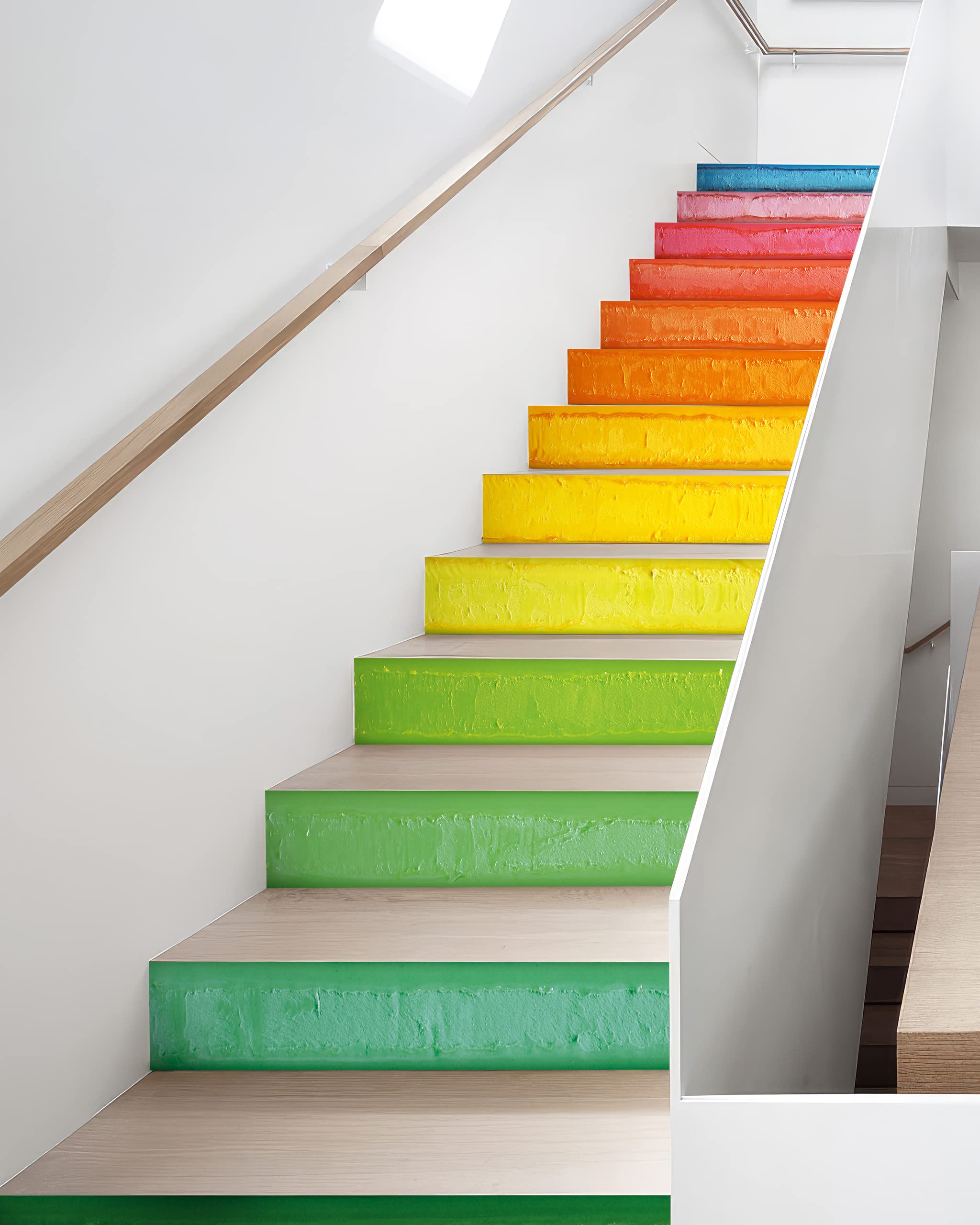 Flfk Stair Decals - Stair Stickers Decals Peel And Stick,Rainbow Art Oil Painting Stair Risers Decals Self-Adhesive For Home Dec