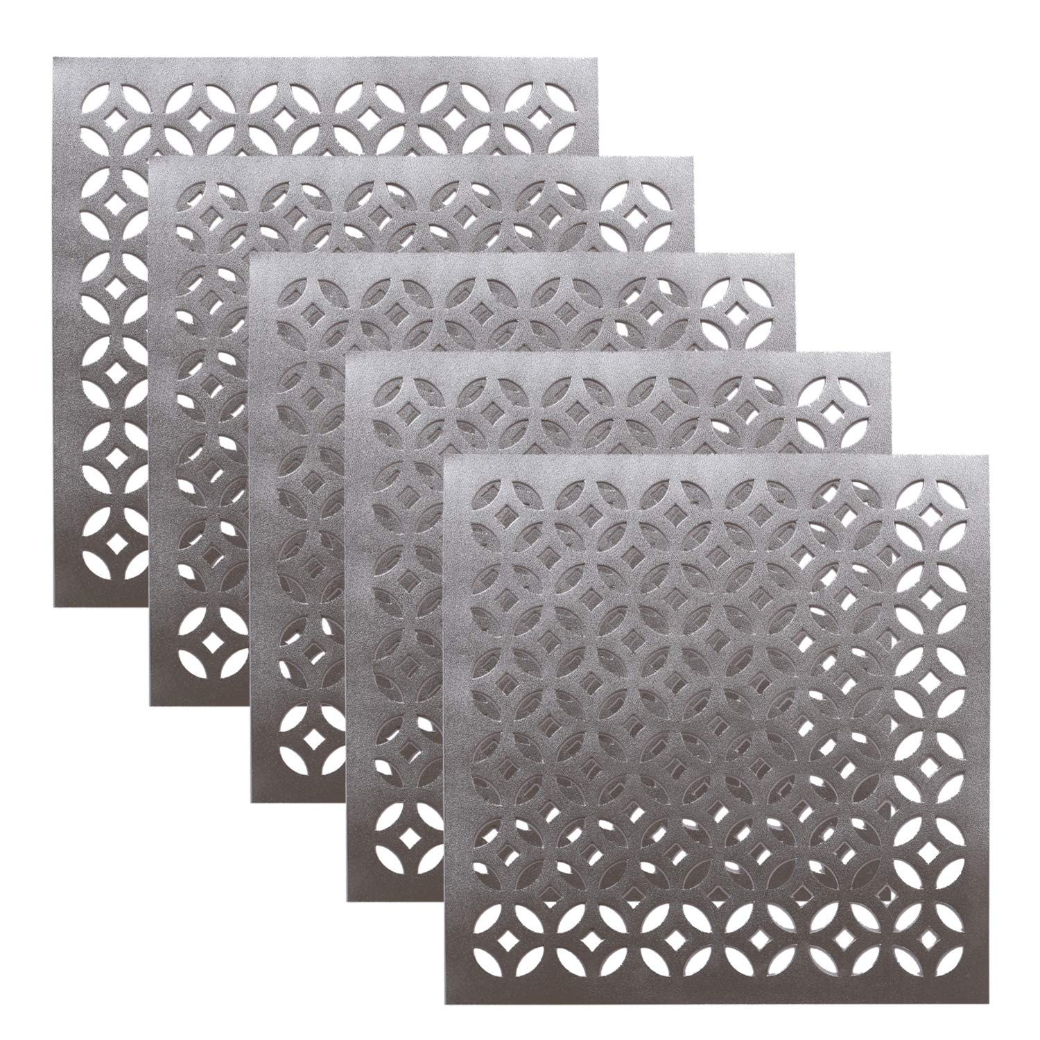 Kuber Industries Pvc Soft Leather 6 Pieces Dining Table Placemat Set (Silver) -Ctltc11348
