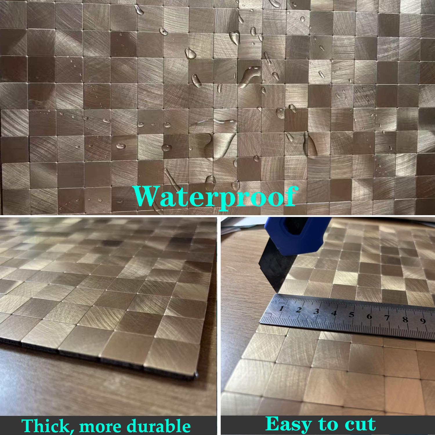WEIMEISC 10 Sheets Peel and Stick Backsplash Tile for Kitchen, Self-Adhesive Mosaic Tile, Decorating for Bathroom Vanities,Firep