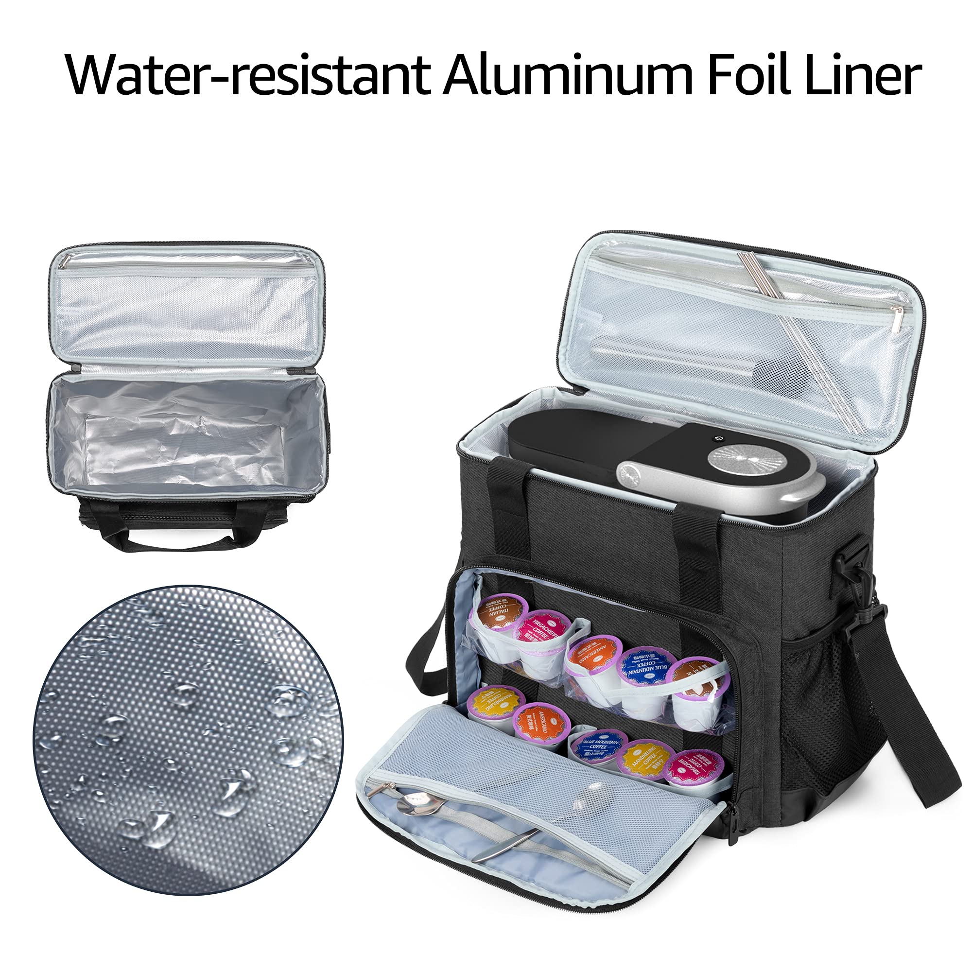 Curmio Coffee Maker Carrying Bag Compatible For Keurig K-Mini Or K-Mini Plus, Single Serve Coffee Brewer Travel Bag With Pockets