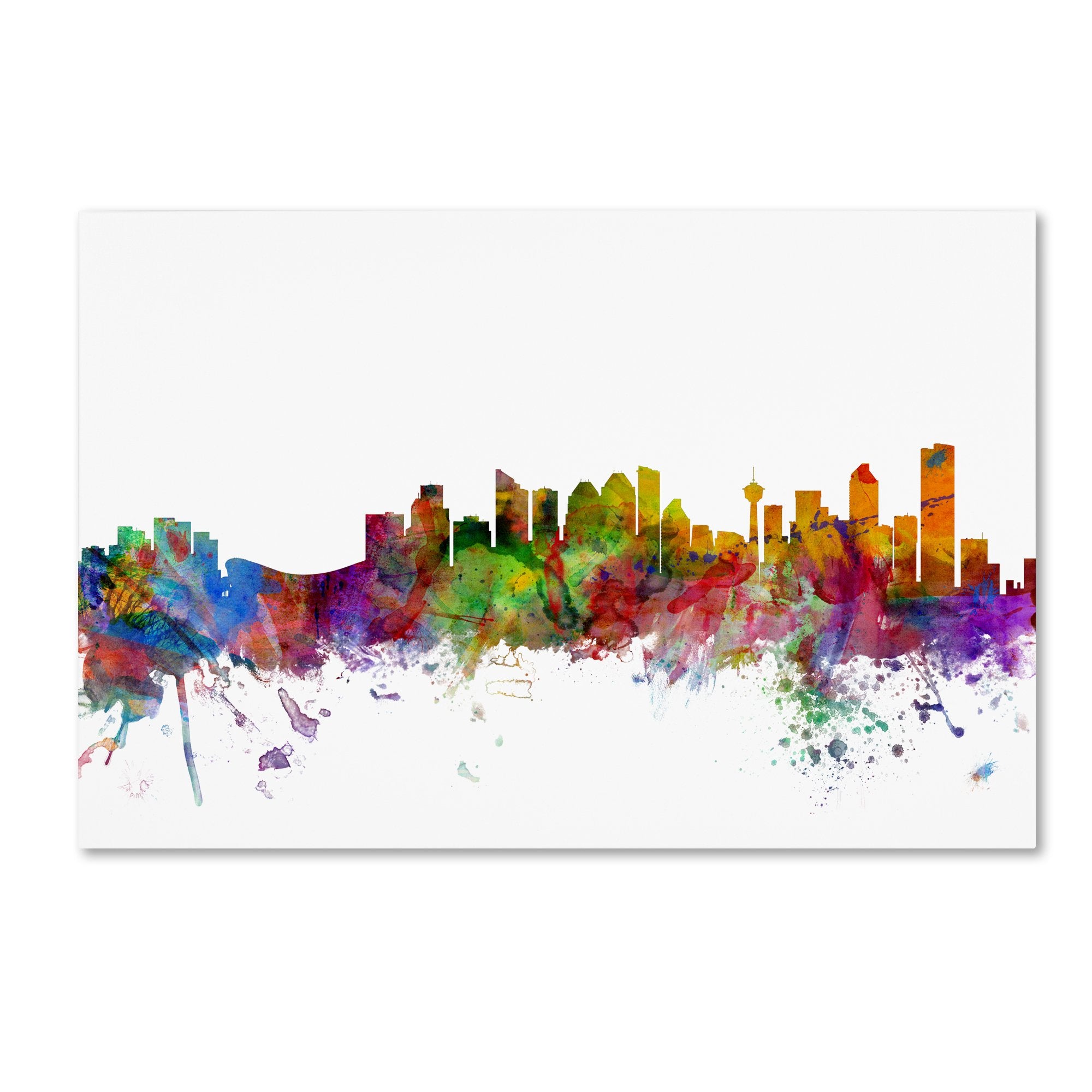 Calgary Canada Skyline By Michael Tompsett, 30X47-Inch Canvas Wall Art