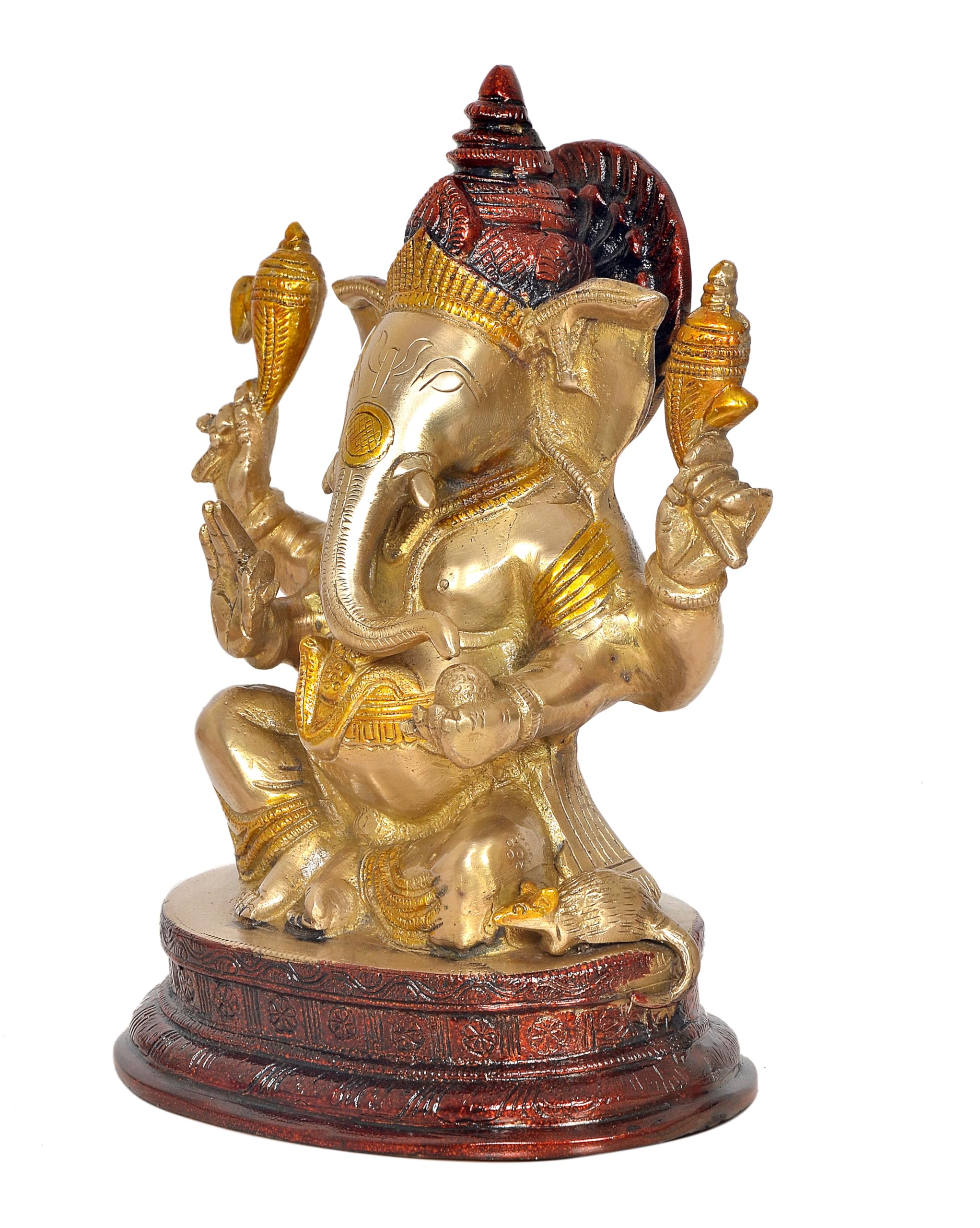 Dattatreya Brass Lord Ganesha Idol Ganesh Statue Decorative Sculpture For Home Decor Office Mandir Pooja Showpiece (Height 10 In