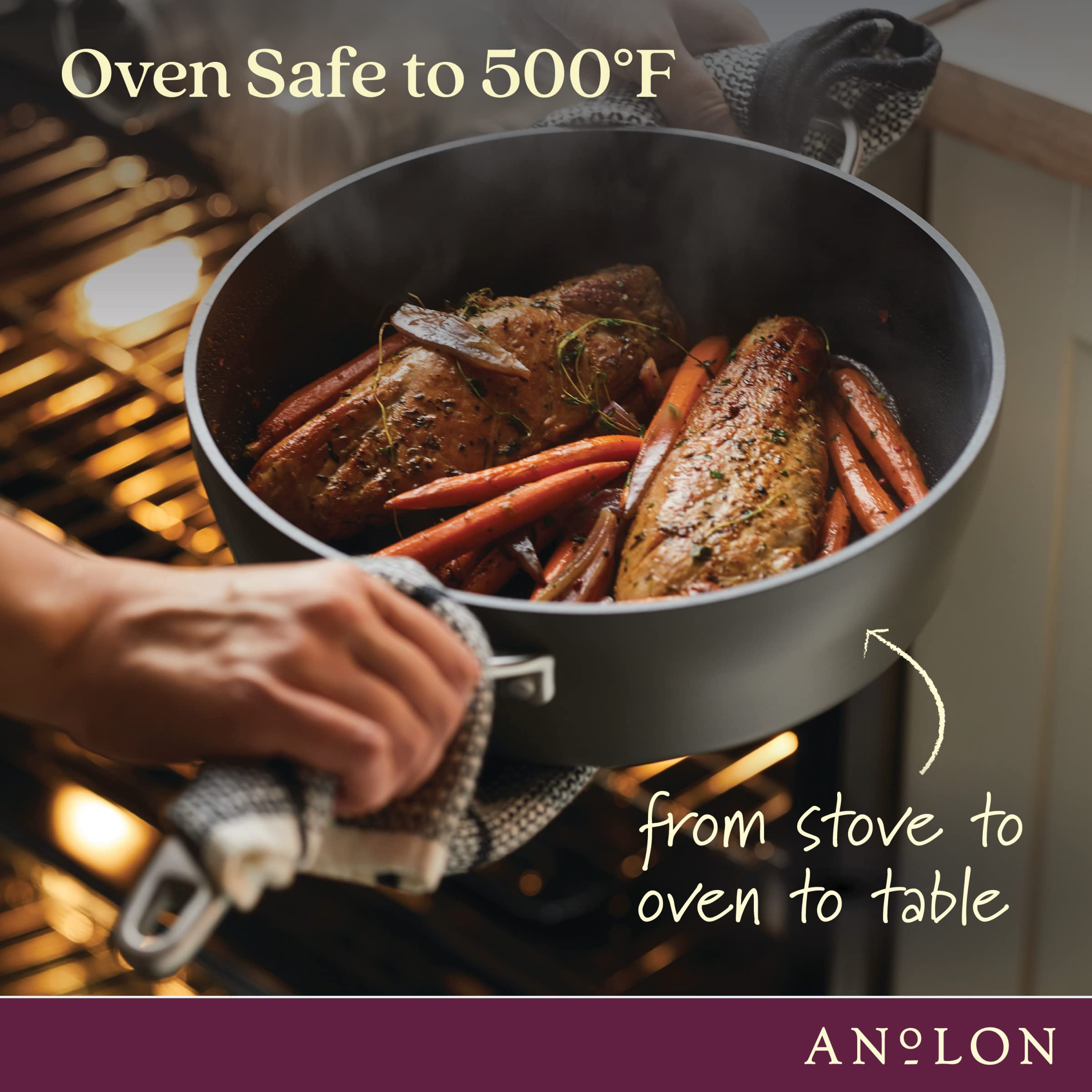 Anolon Allure Hard Anodized Nonstick Deep Square Griddle Pan/Grill, 11 Inch, Dark Gray