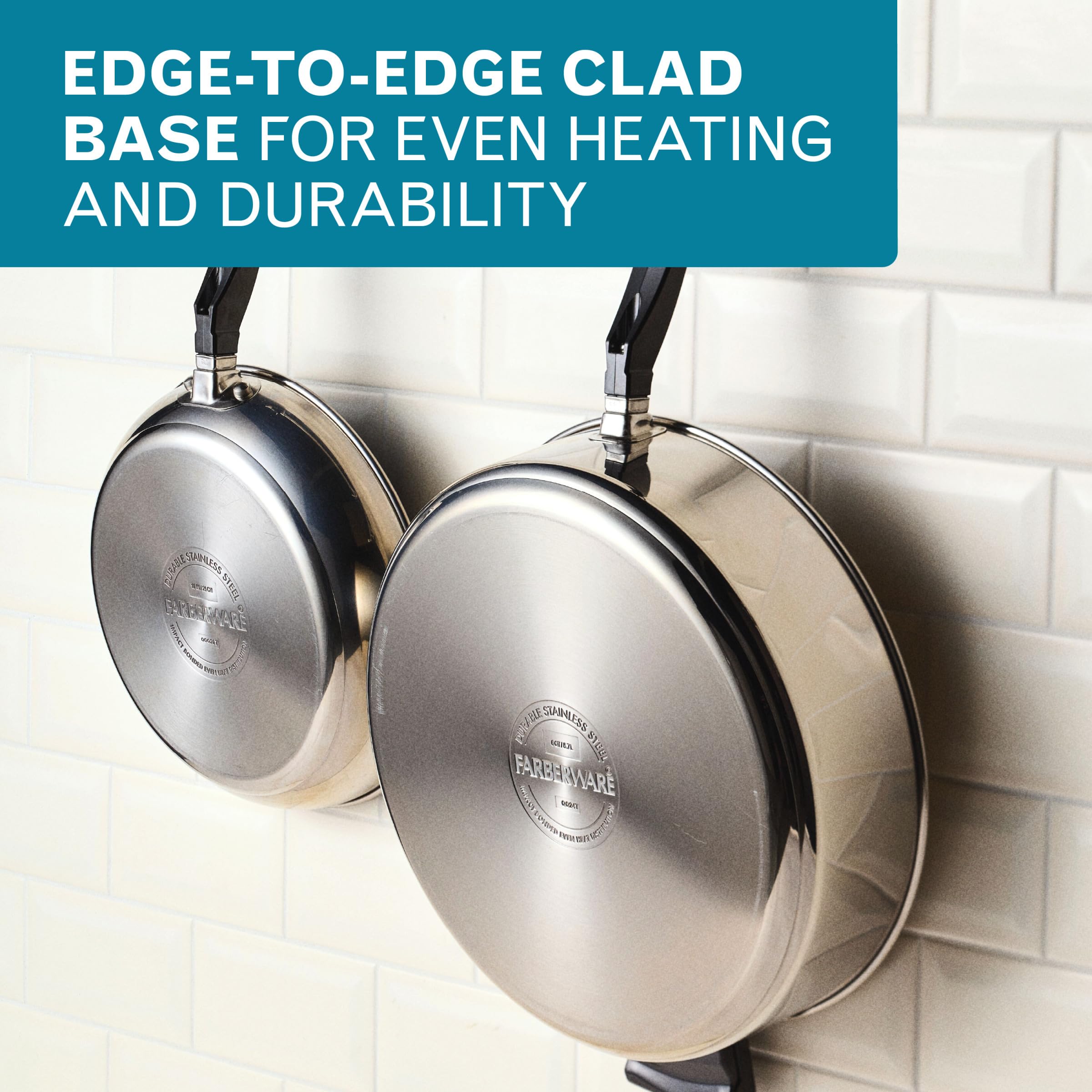 Farberware Classic Series Anniversary Edition Stainless Steel Saut   Pan and Lid with Helper Handle, Induction Suitable, 6 Quart