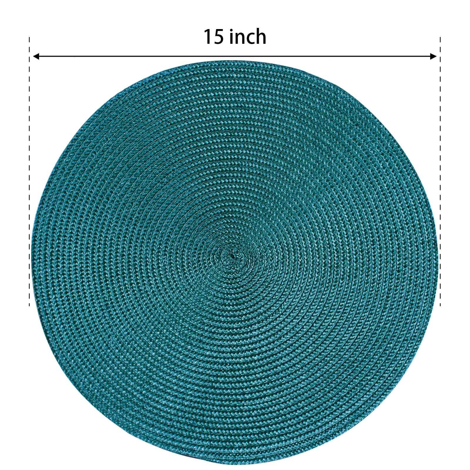 Ahhfsmei Round Braided Placemats 15 Inch Round Table Mats For Dining Tables Natural Woven Heat Resistant Place Mats Set Of 6 (Te