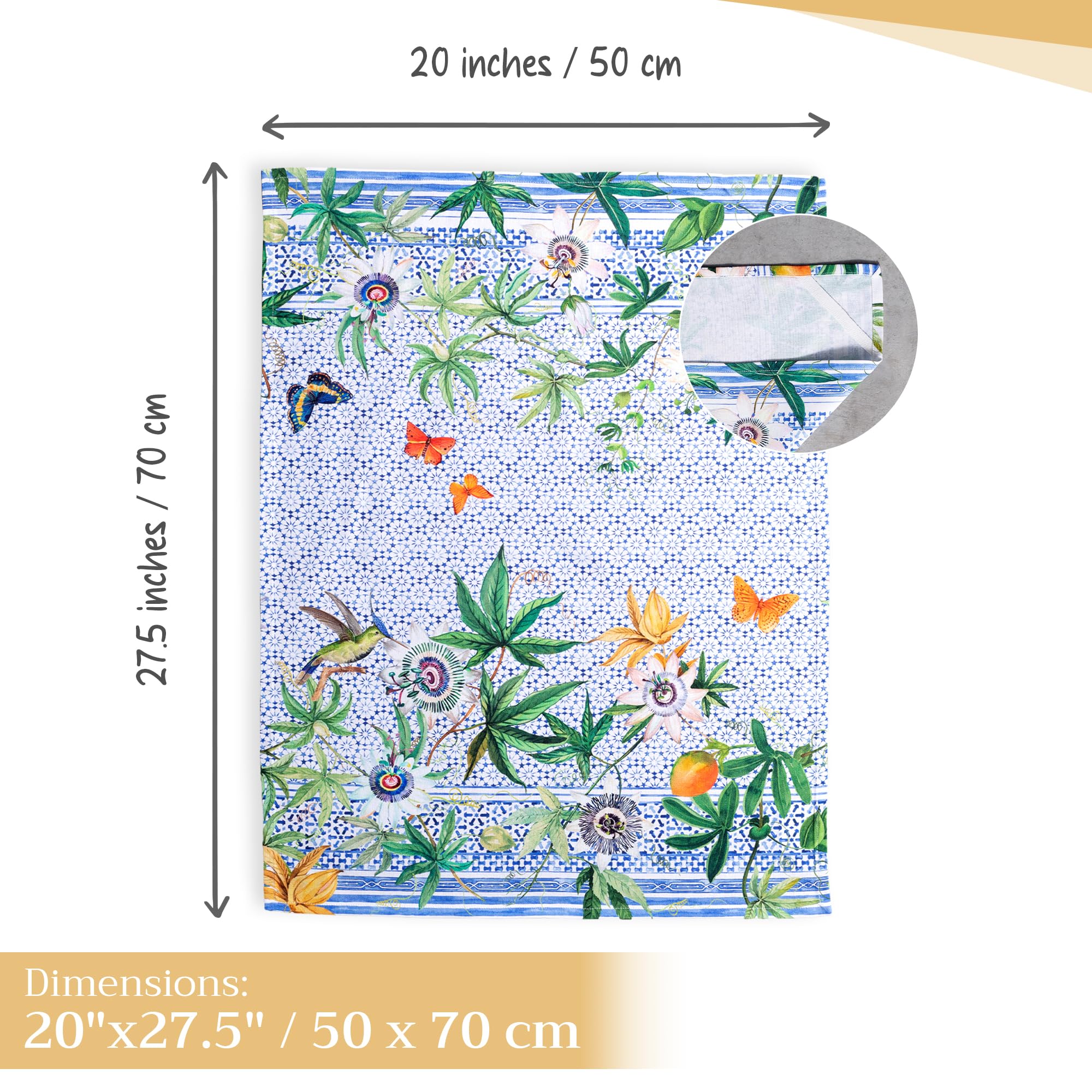 Maison d' Hermine Kitchen Towel 100% Cotton Set of 3 Kitchentowels Tea Towels for Gifts  Table Cleaning  Dining  Buffet Parties & Wedding Use  Passiflora - Spring/Summer