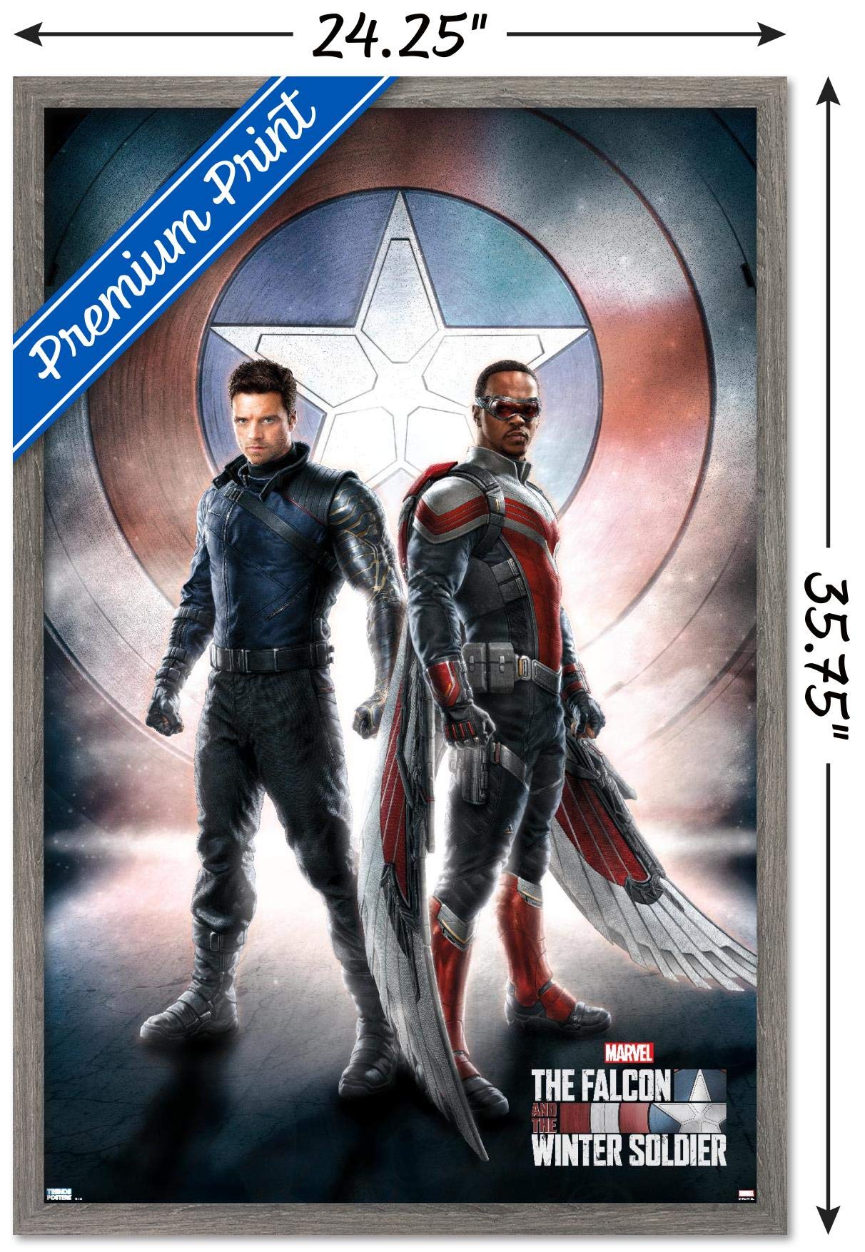 Trends International Marvel Television - Falcon And Winter Soldier - One Sheet Wall Poster, 22.375'' X 34'', Barnwood Framed Ver