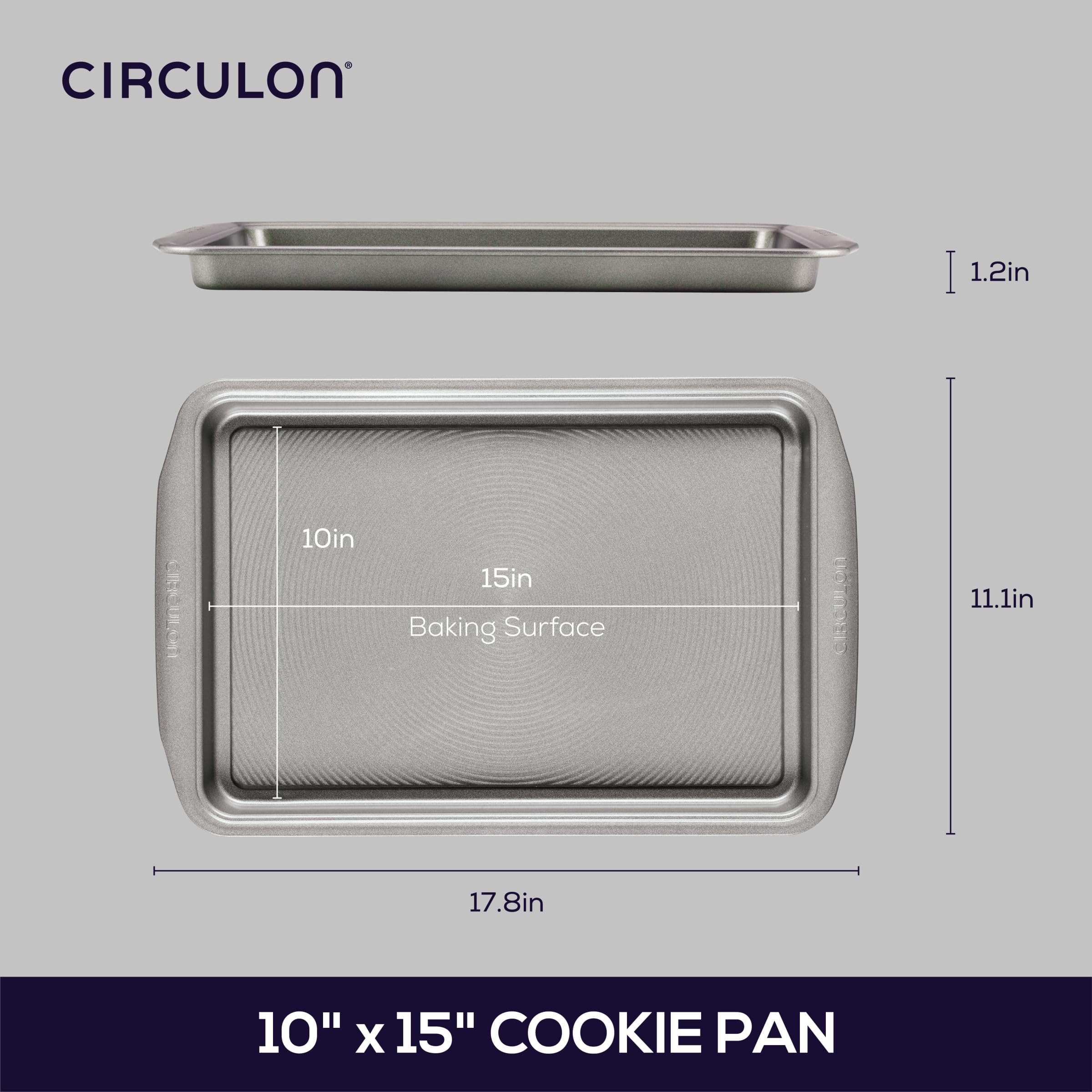 Circulon Nonstick Bakeware, Nonstick Cookie Sheet Baking Sheet - 10 Inch X 15 Inch, Gray