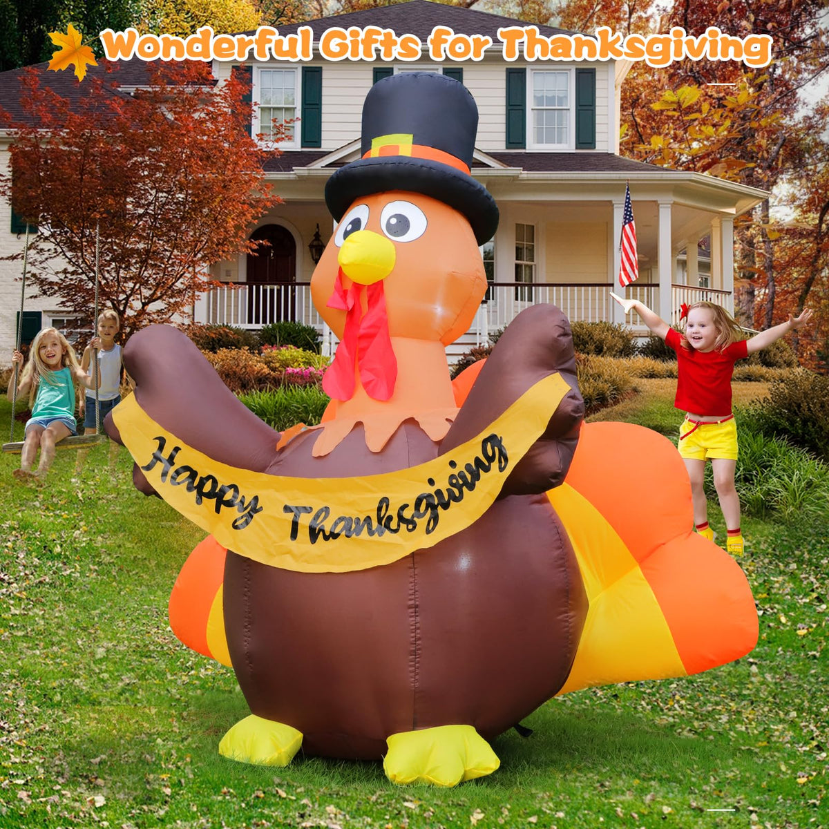 6FT Thanksgiving Inflatables Turkey Outdoor Decorations, Blow Up Turke ...