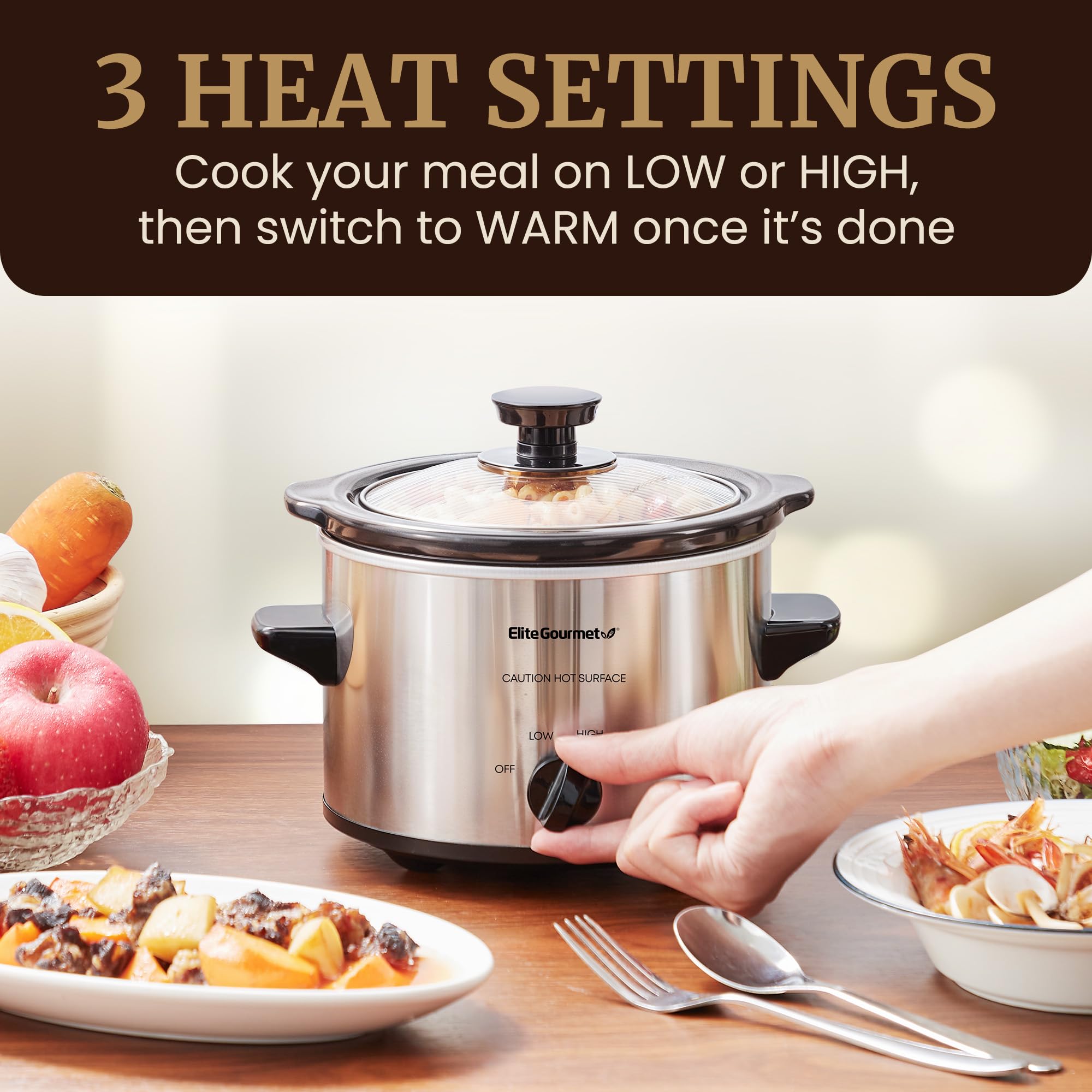 Elite Gourmet      Mst-250Xs Electric Slow Cooker Ceramic Pot, Adjustable Temp, Entrees, Sauces, Stews & Dips, Dishwasher Safe G