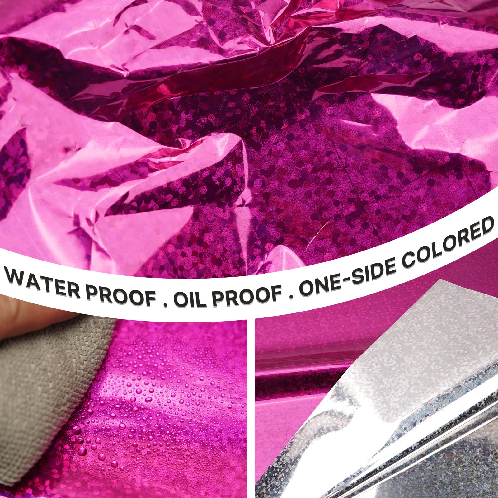 Partywoo Magenta Foil Tablecloth, 3 Pack 54 X 108 Inch Iridescent Color Rectangle Tablecloth, Foil Tablecloth For 6 To 8 Foot Ta