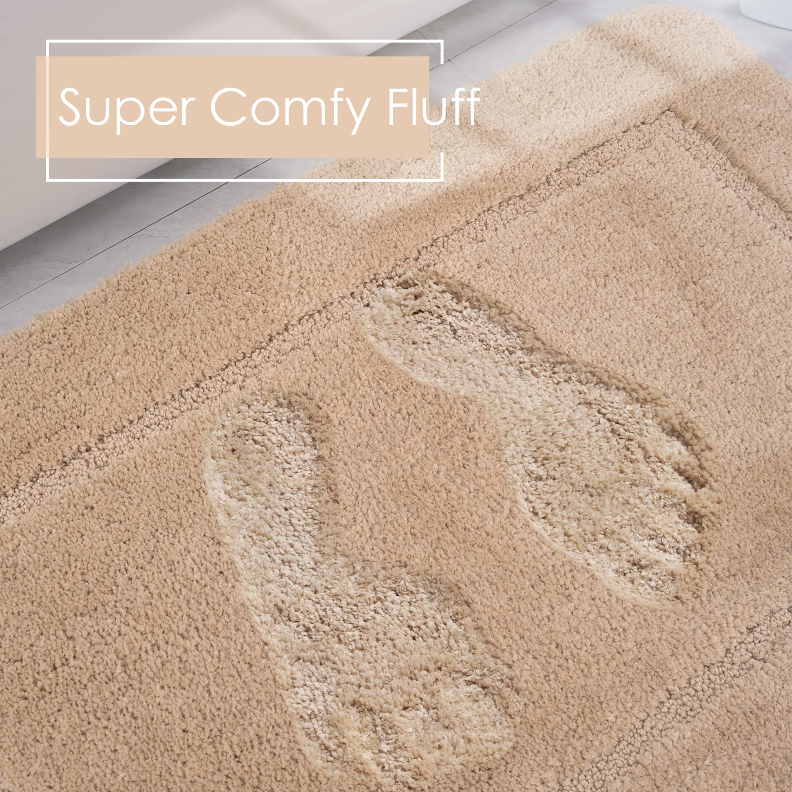 Lochas Bathroom Rug Set Beige, Soft Bath Rug Set 2 Piece Set, Toilet Mat U-Shaped 20X20 And 34X20 Bathroom Rugs, Quickly Dry Mat