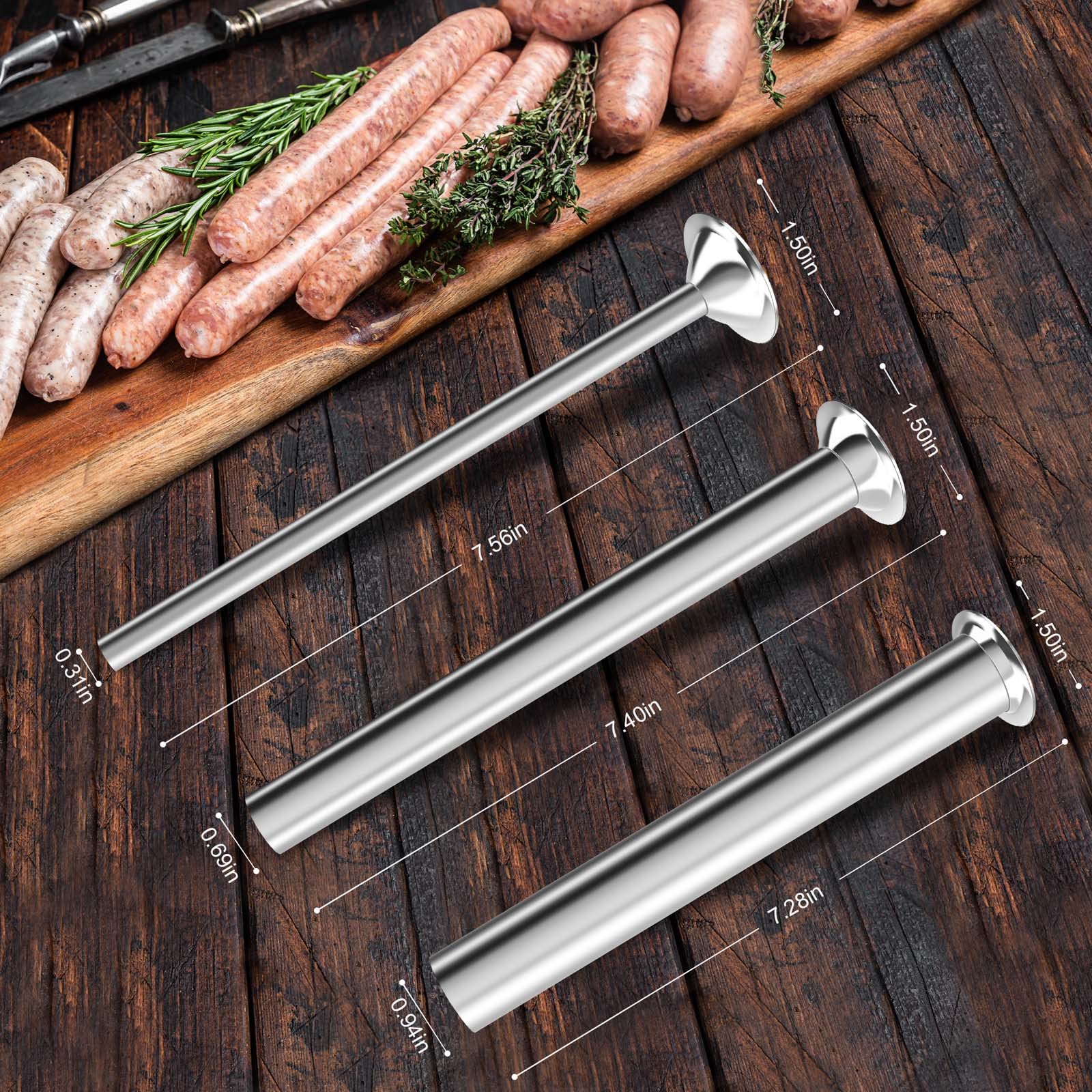 Wutfly 3 Sizes Stainless Steel Sausage Stuffing Tubes And Sausage Stuffer Funnels For Lem Sausage Stuffers