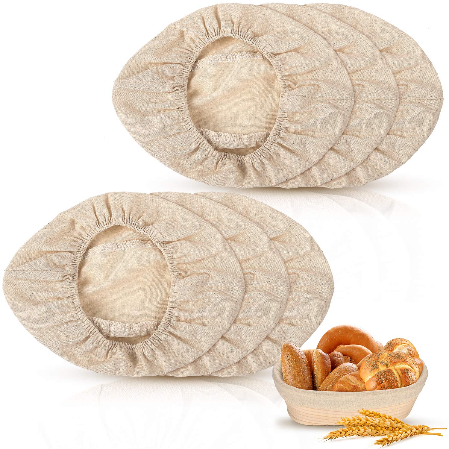 Boao 6 Pieces Bread Banneton Proofing Basket Liner Cloth Cover Natural Rattan Baking Dough Banneton Proofing Sourdough Basket Cl