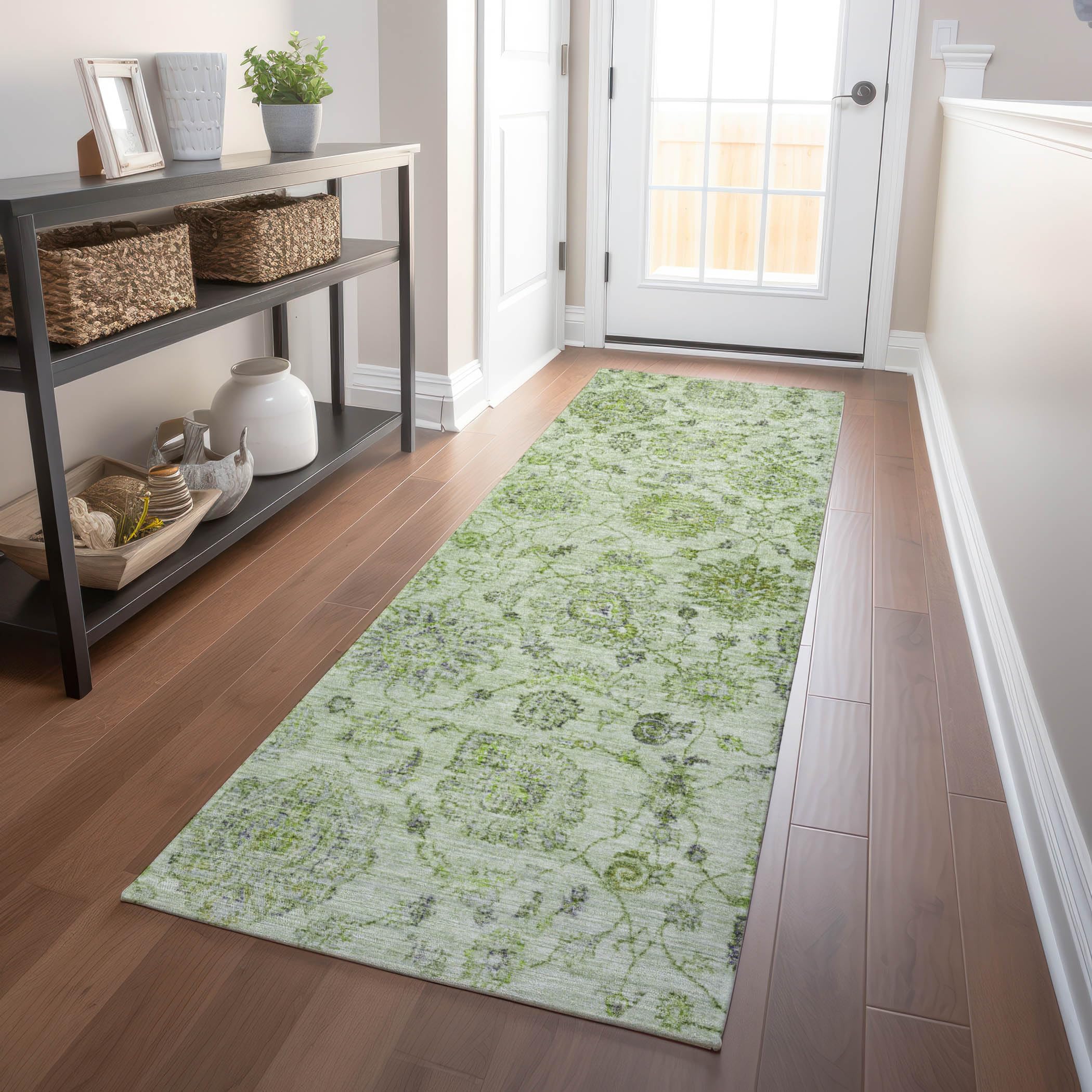 Machine Washable Indoor/Outdoor Chantille Aloe 23 x 76 Runner Rug