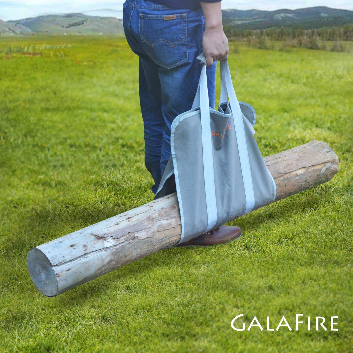 GALAFIRE Wood Carrier for Firewood with Handles, Foldable 16oz Canvas Firewood Sling Bag, Premium Quality Heavy Log Tote Firewoo