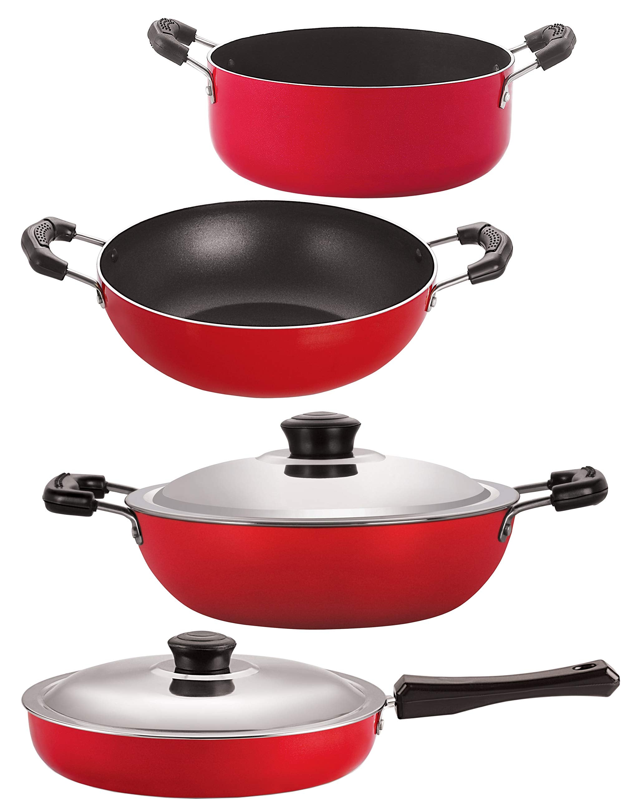 Nirlon Non Stick Pots And Pans Non Stick Cookware Set Of 4 Pieces With Bakelite Handle (Fp13_Kd14_Dkd(J)_Cs24)