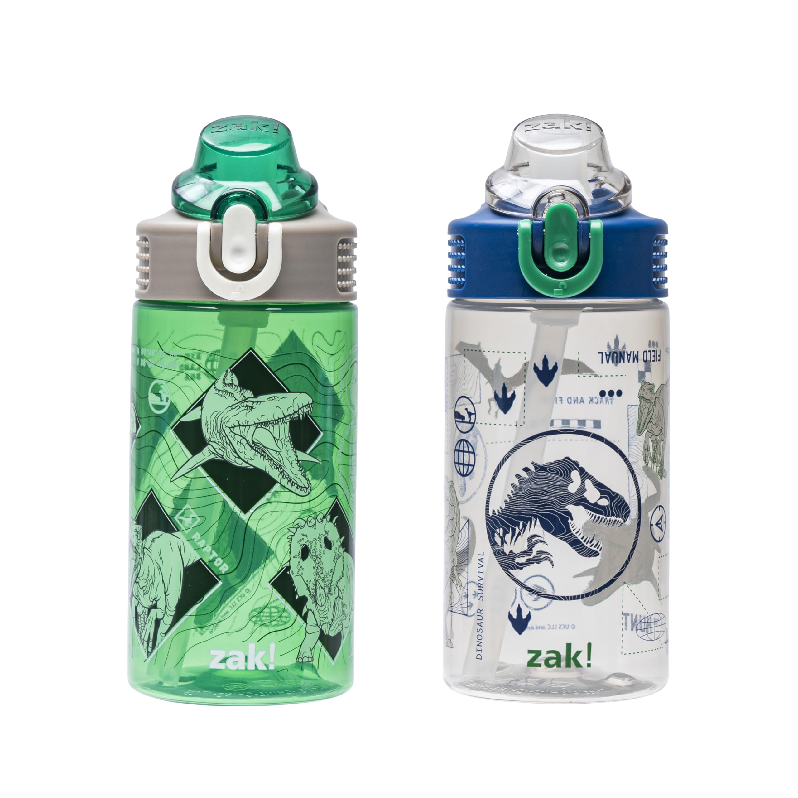 Zak Designs Jurassic World Dominion Movie Sage Kids Water Bottle For School or Travel, 16oz Durable Plastic Water Bottle With St