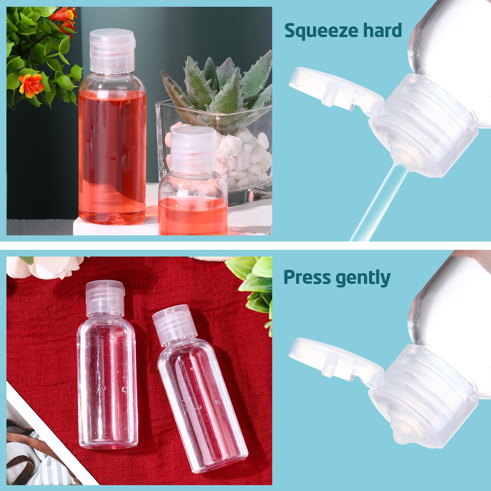 Zhehao 200 Pcs 2 Oz Clear Plastic Empty Bottles Small Travel Size Bottles With Flip Cap Empty Transparent Dispenser Container Fo