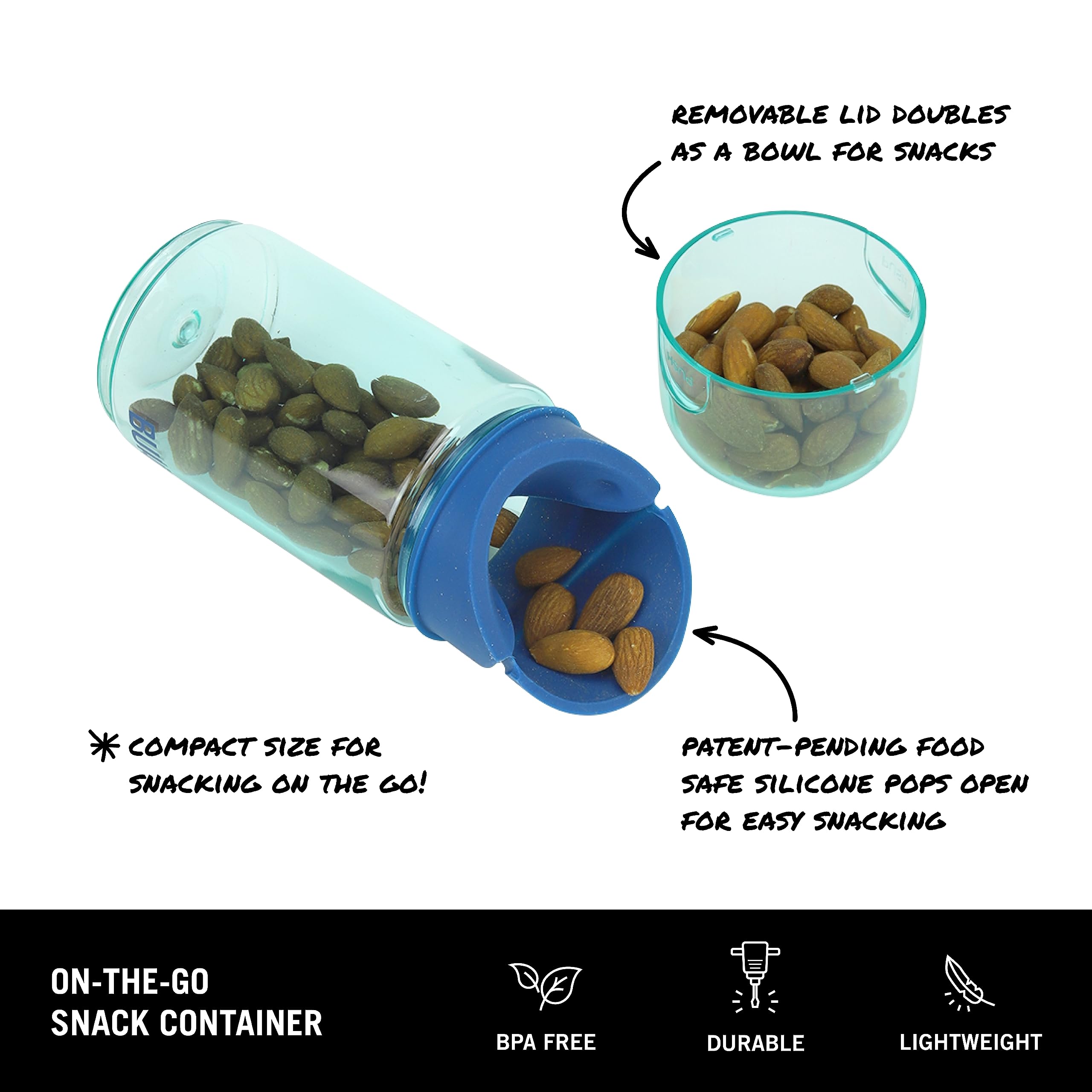 Built 12 Ounces Tidbit On The Go Snack Container With Lid And Pourer, Food And Snack Storage With Measure Marks, Wild Lavender