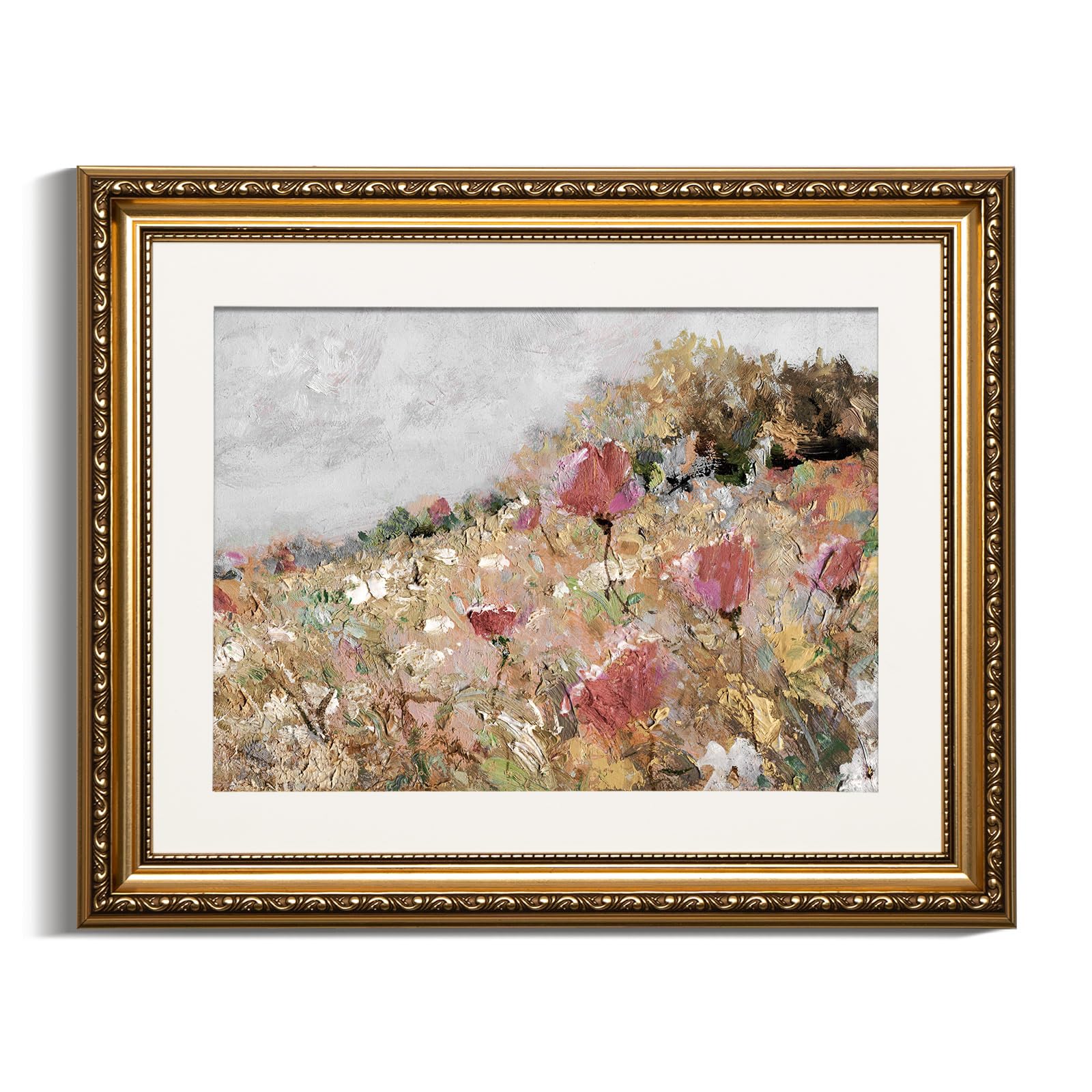 Viyyiea Gold Framed Wall Art Canvas Print Home Decor Flower Art Vintage Botanical Print Rustic Farmhouse Wall Decor Mid Century