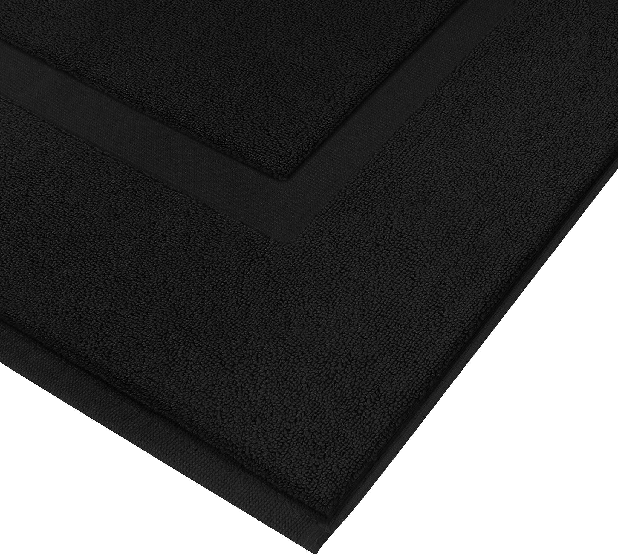 Utopia Towels Cotton Banded Rug  Bath Mats  [Not a Bathroom Rug]  21x34 Inches  100% Ring Spun Cotton - Highly Absorbent and Machine Washable Shower Bathroom Floor Mat  Black  2 Pack