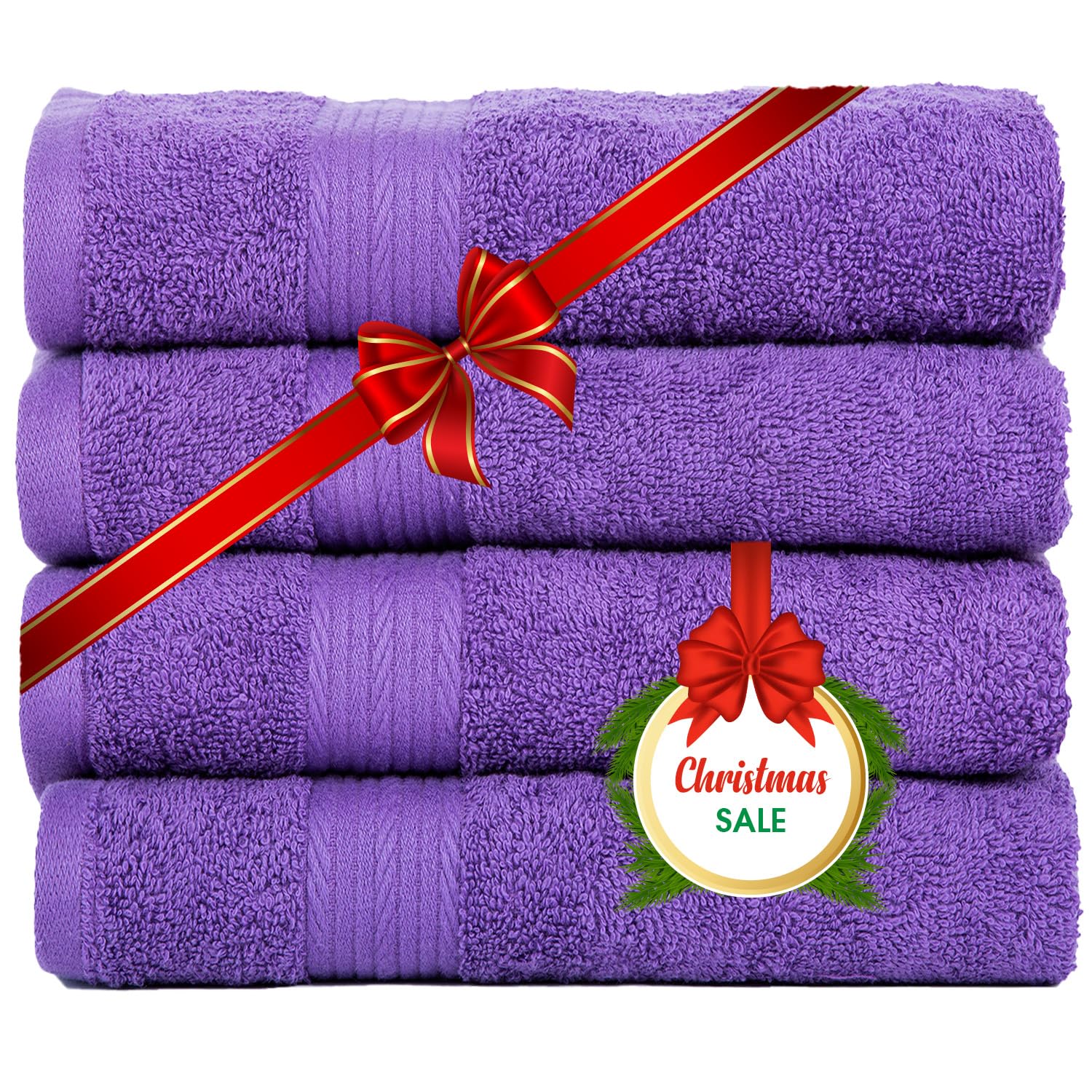 Ample Decor Hand Towels For Bathroom 18 X 28 Inch 600 Gsm 100% Cotton, Soft Absorbent - 4 Pcs Purple