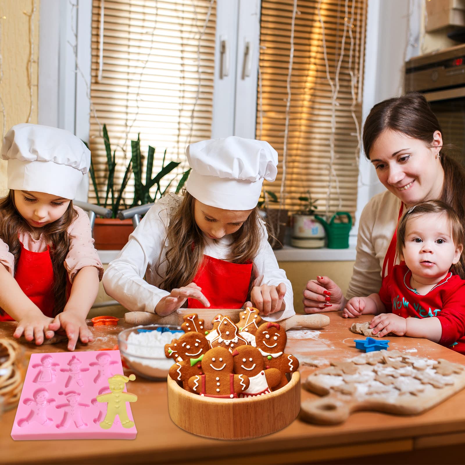 Christmas Gingerbread Man Fondant Mold, Cake Decorating Silicone Mold, Chocolate Candy Kitchen Baking Tool For Christmas Cookies