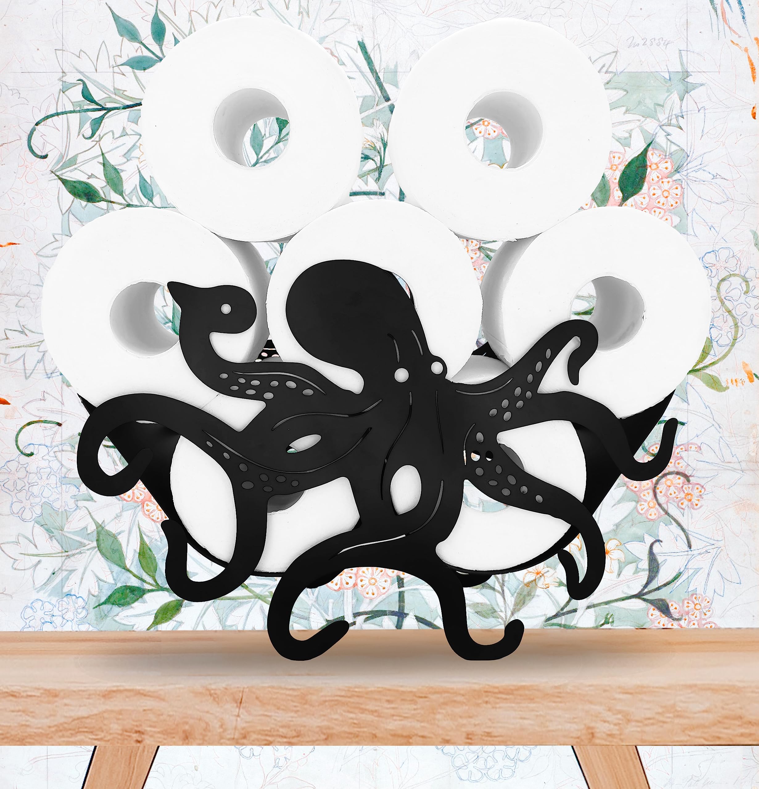 Teaeeno Funny Octopus Toilet Holder Paper Storage,Animals Storage Paper Holders For Bathroom,Freestanding Metal Animal Toilet Pa