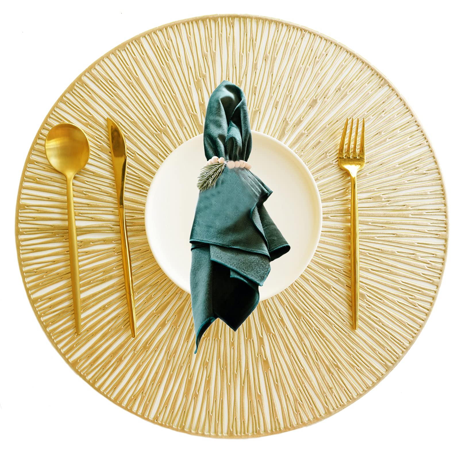 Utalek Round Placemats For Dining Table Set Of 4, Hollow Out Easy To Clean Table Mats Heat Resistant Wipeable Washable Non-Slip