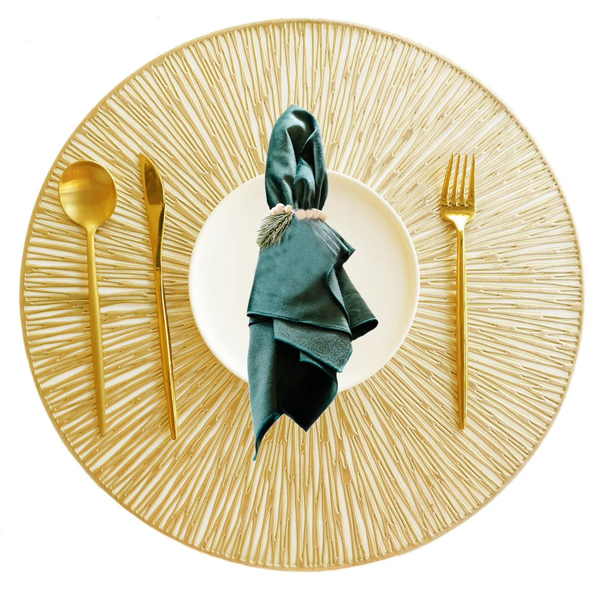 Utalek Round Placemats For Dining Table Set Of 4, Hollow Out Easy To Clean Table Mats Heat Resistant Wipeable Washable Non-Slip