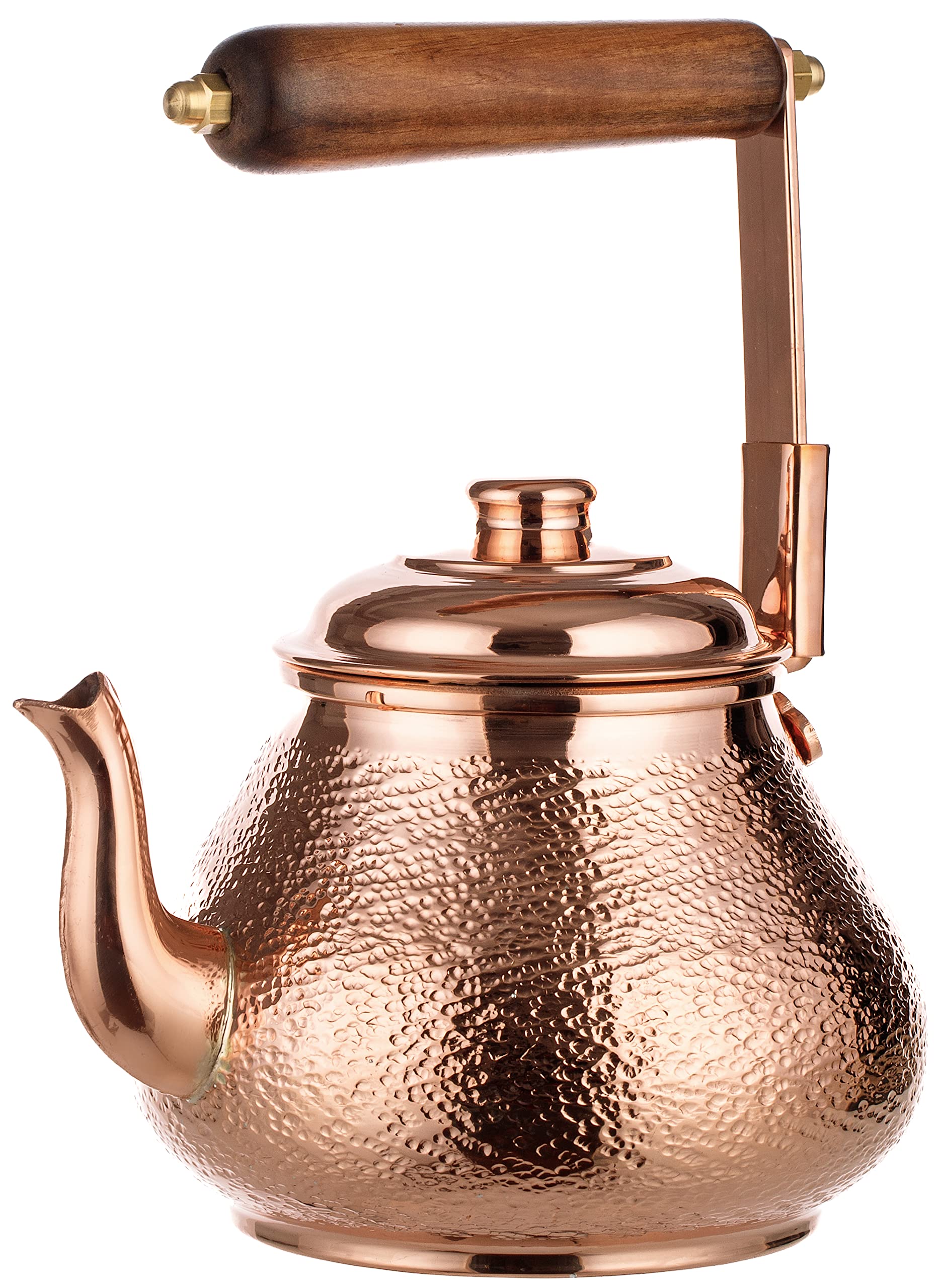Demmex Handmade Solid 1Mm Thick Copper Personal Teapot Tea Kettle, Food Safe Tin Lined, Small, 0.9 Qt - 3 Cups (Copper)