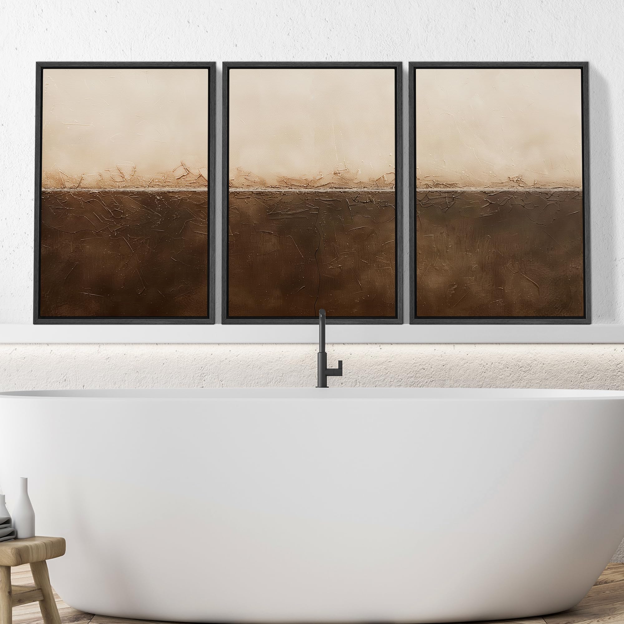 Signwin Framed Canvas Print Wall Art Set Earthen Cracks Abstract In Warm Browns Abstract Modern Art Bohemian Decorative For Livi