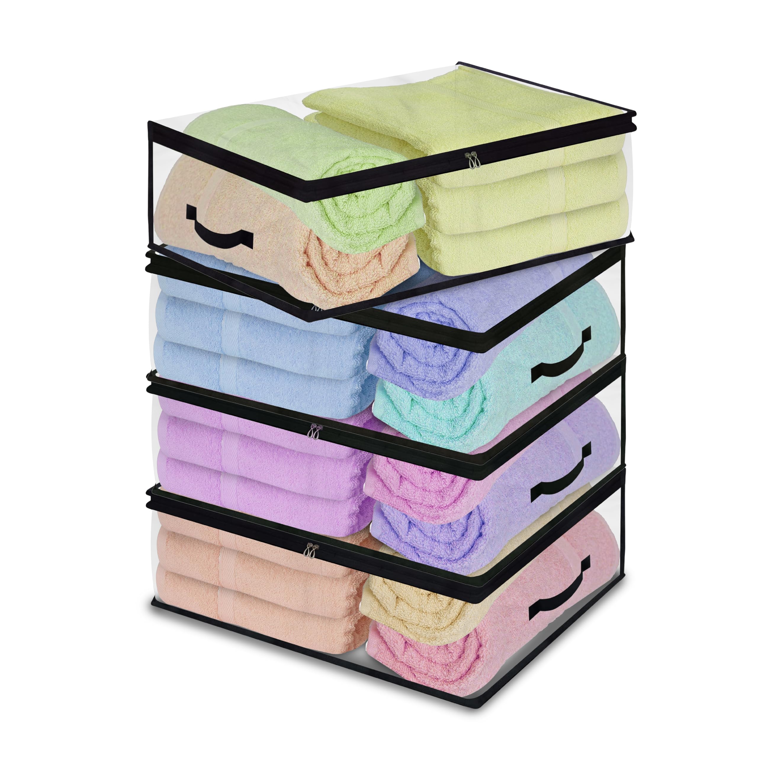 Imaworks Transparent Plastic Clothes Storage Bag (Pack Of 4) | Clothes Organiser For Wardrobe | Saree Covers With Zip |Saree Org