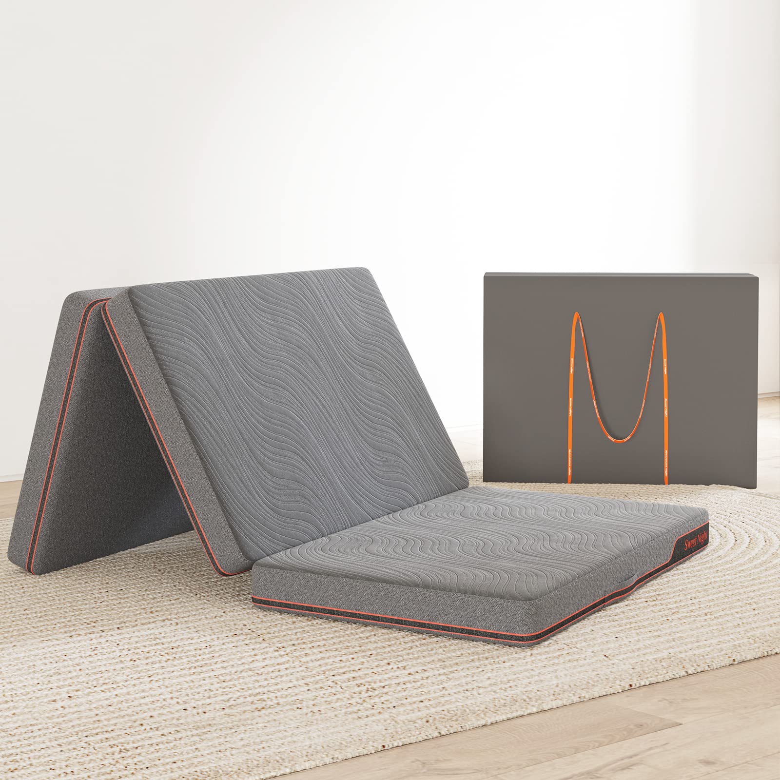 Sweetnight Folding Mattress Twin Xl Size With Carry Bag,4-Inch Foldable For Travel, Camping, Guest - Breathable Mesh Sides & Por