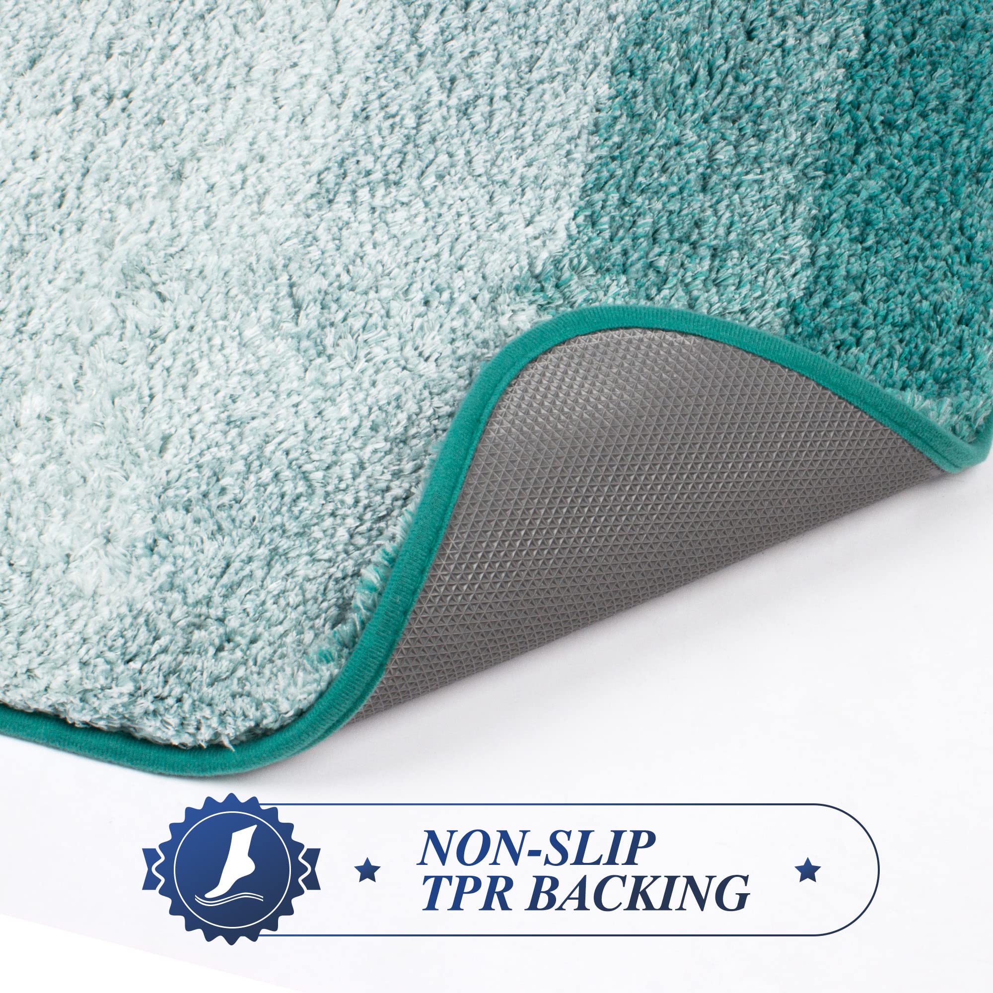 Walensee Bath Rug For Bathroom Non Slip Bathroom Mat (20 X 32, Ombre Turquoise) Water Absorbent Soft Microfiber Shaggy Bathroom