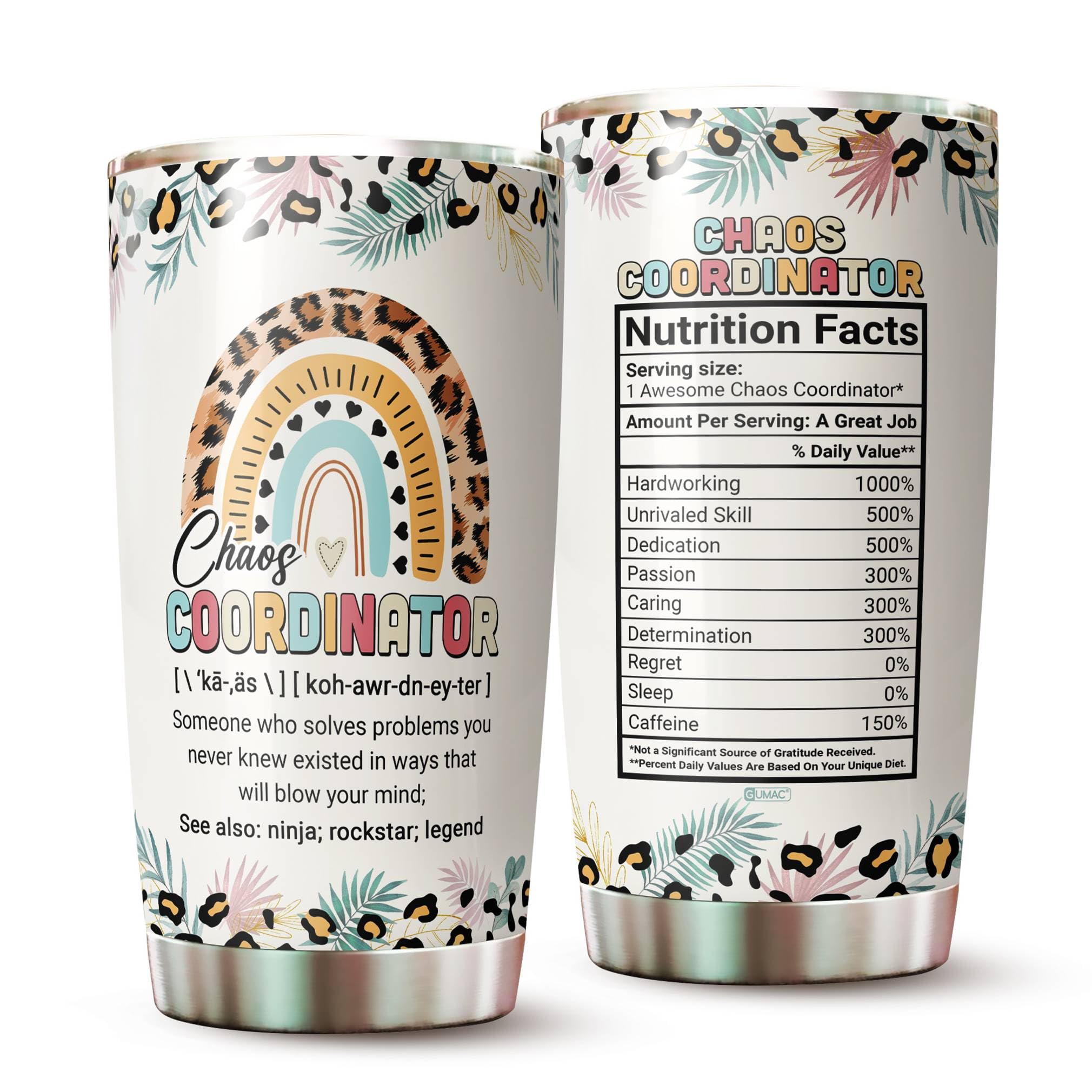 Gifts For Boss - Chaos Coordinator Tumbler - Birthday Gifts For Mom, Boss Lady - Gifts For Women - Teacher Appreciation Gifts -