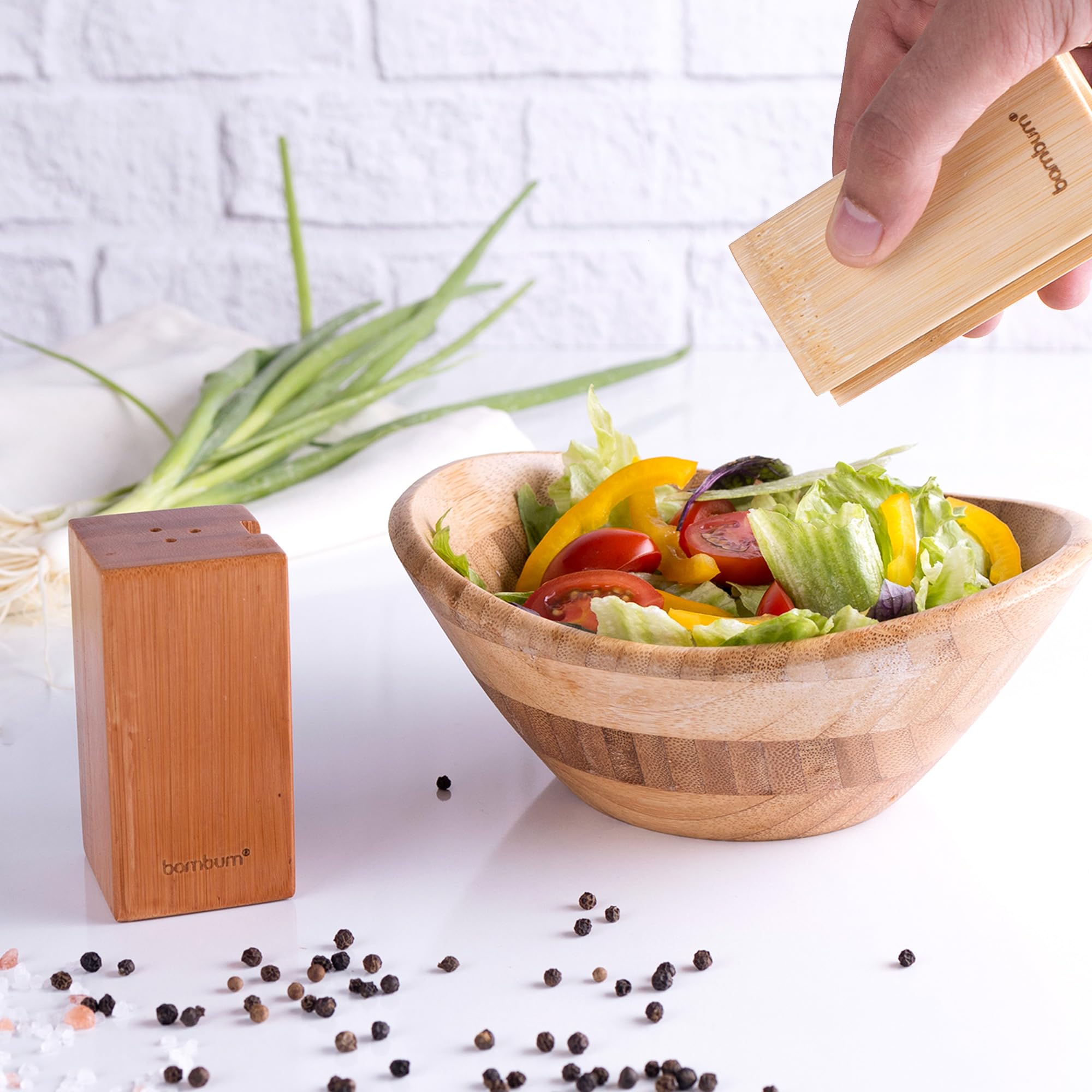 Bambum Pozole Cute Wood Salt And Pepper Shakers - Natural Bamboo, Modern Farmhouse Decor, Ideal For Home, Weddings And Restauran