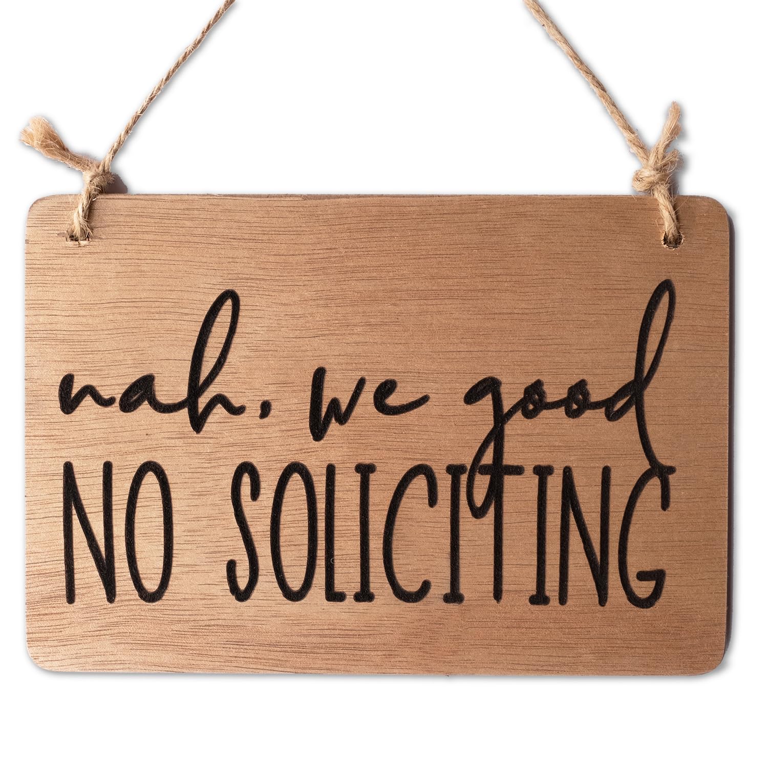 INSOVITA Nah, We Good, No Soliciting Sign for House Funny, Mini Wood Sign, Cute Fall Wreath Sign, Hanging Doorbell Sign, Small N