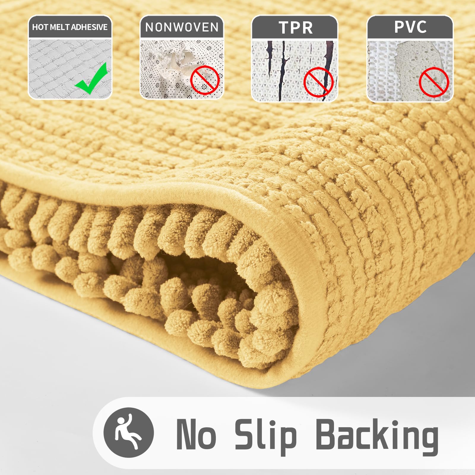 Yimobra Bath Rug Mat, 32 X 20, Soft Shaggy Chenille Bathroom Rugs, Large Size, Super Absorbent & Thick, Non-Slip, Machine Washab