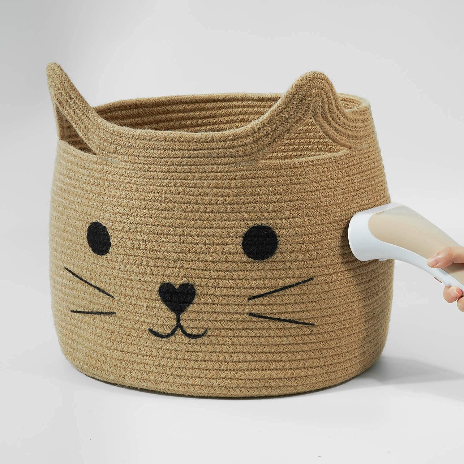 Alby Large Woven Jute Rope Rectangular Storage Basket, Laundry Basket Organizer For Toys, Blanket, Clothes, Towels, Gifts|Pet Gi