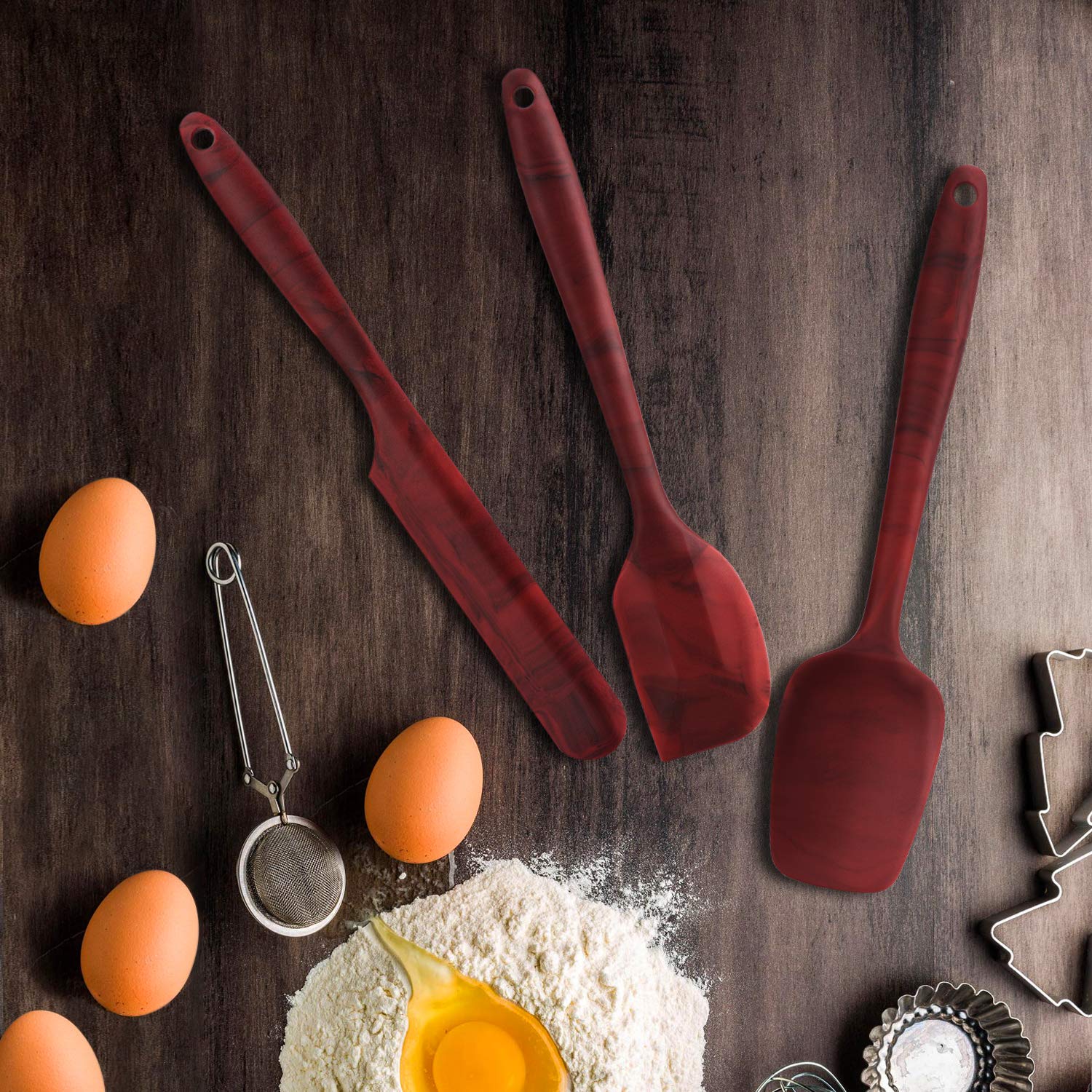 Dosmamz 3Pack Silicone Spatula Set, Bpa-Free 600F High Temperature Resistance, One-Piece Seamless Design, Non -Stick Kitchen Spa