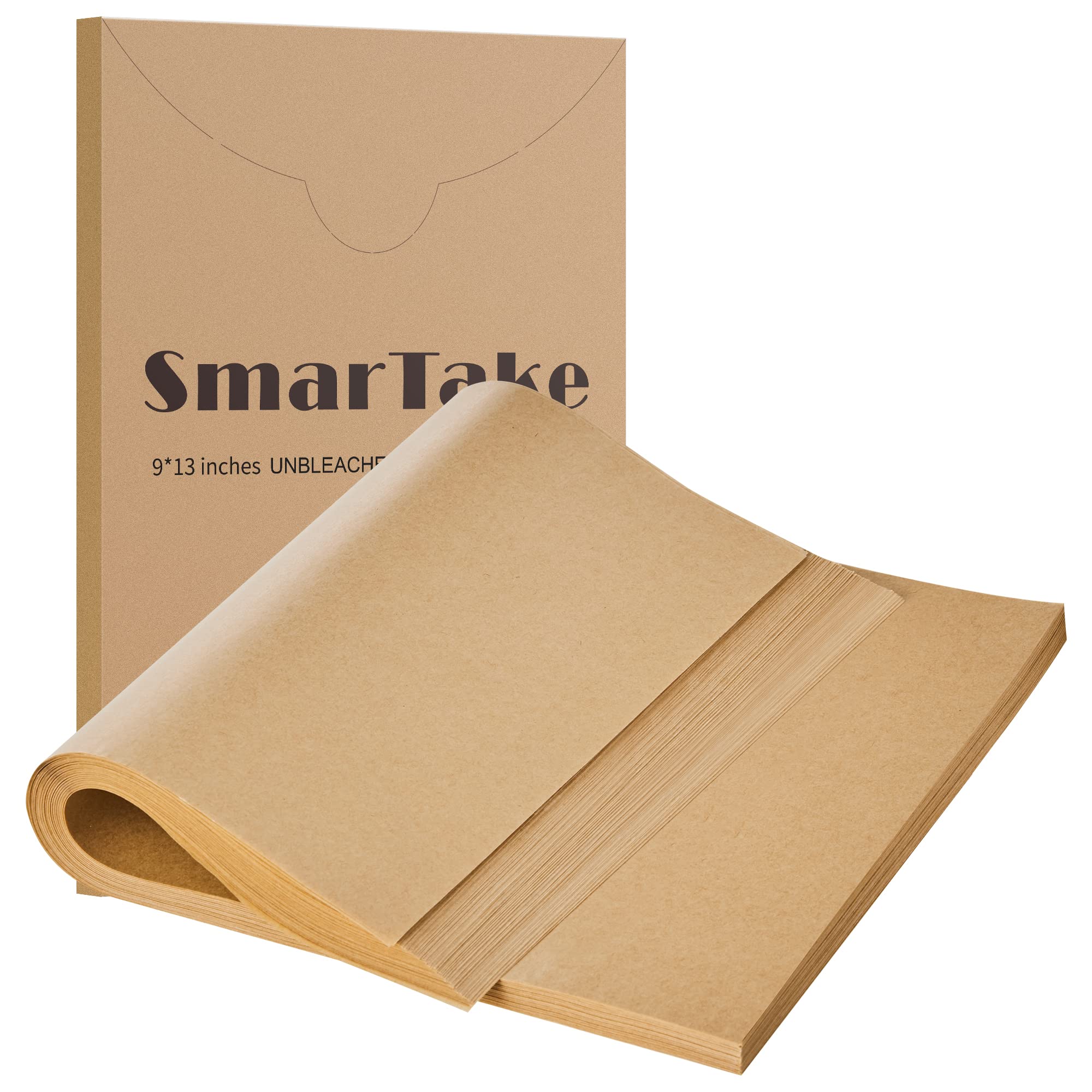 Smartake 200 Pcs Parchment Paper Baking Sheets, 9X13 Inches Non-Stick Precut Baking Parchment, For Baking Grilling Air Fryer Ste