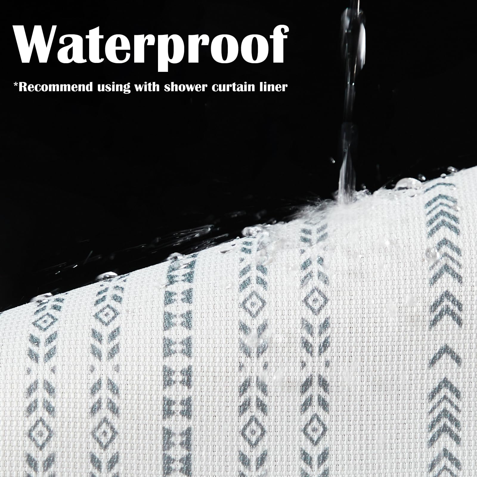 Jinchan Grey And White Shower Curtain Fabric Shower Curtain For Bathroom Modern Boho Striped Shower Curtain Spring Waterproof In