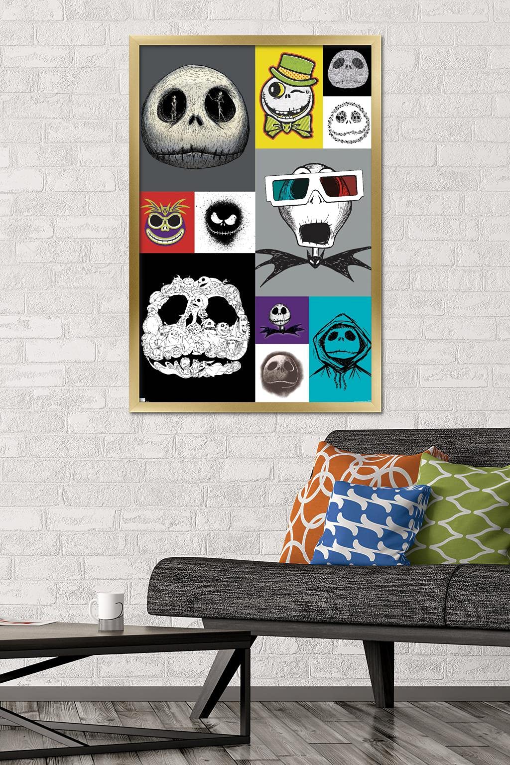 Trends International Disney Tim Burton'S The Nightmare Before Christmas - Jack Grid Wall Poster, 22.37'' X 34.00'', Gold Framed