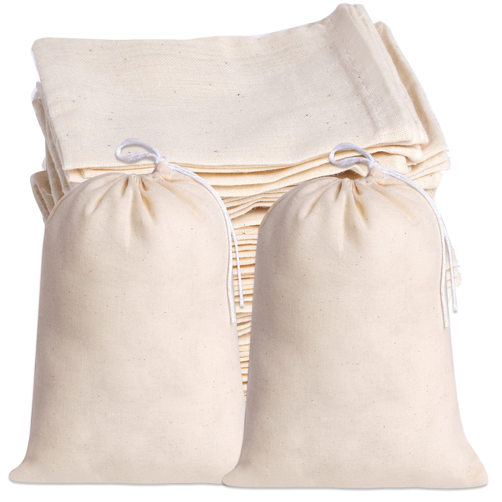 Tayfremn 50Pcs Cotton Drawstring Bags, Reusable Muslin Bag Natural Cotton Bags With Drawstring Produce Bags Bulk Gift Bag Jewelr