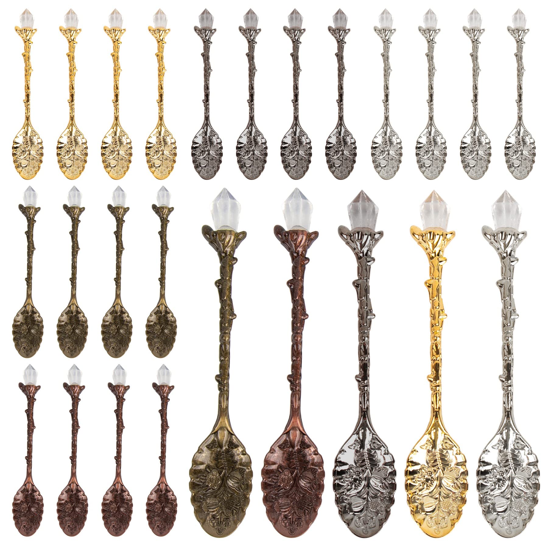 AUEAR, 25 Pack Retro Crystal Coffee Spoons Antique Tea Carved Spoon for Cafe Tableware